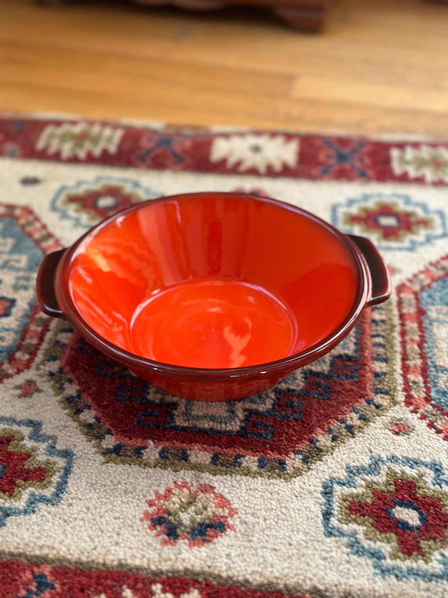 Vintage Metlox Poppytrail Red Rooster Round Vegetable Bowl | Vernon Ware California Pottery | Mid Century Farmhouse Serving Bowl
