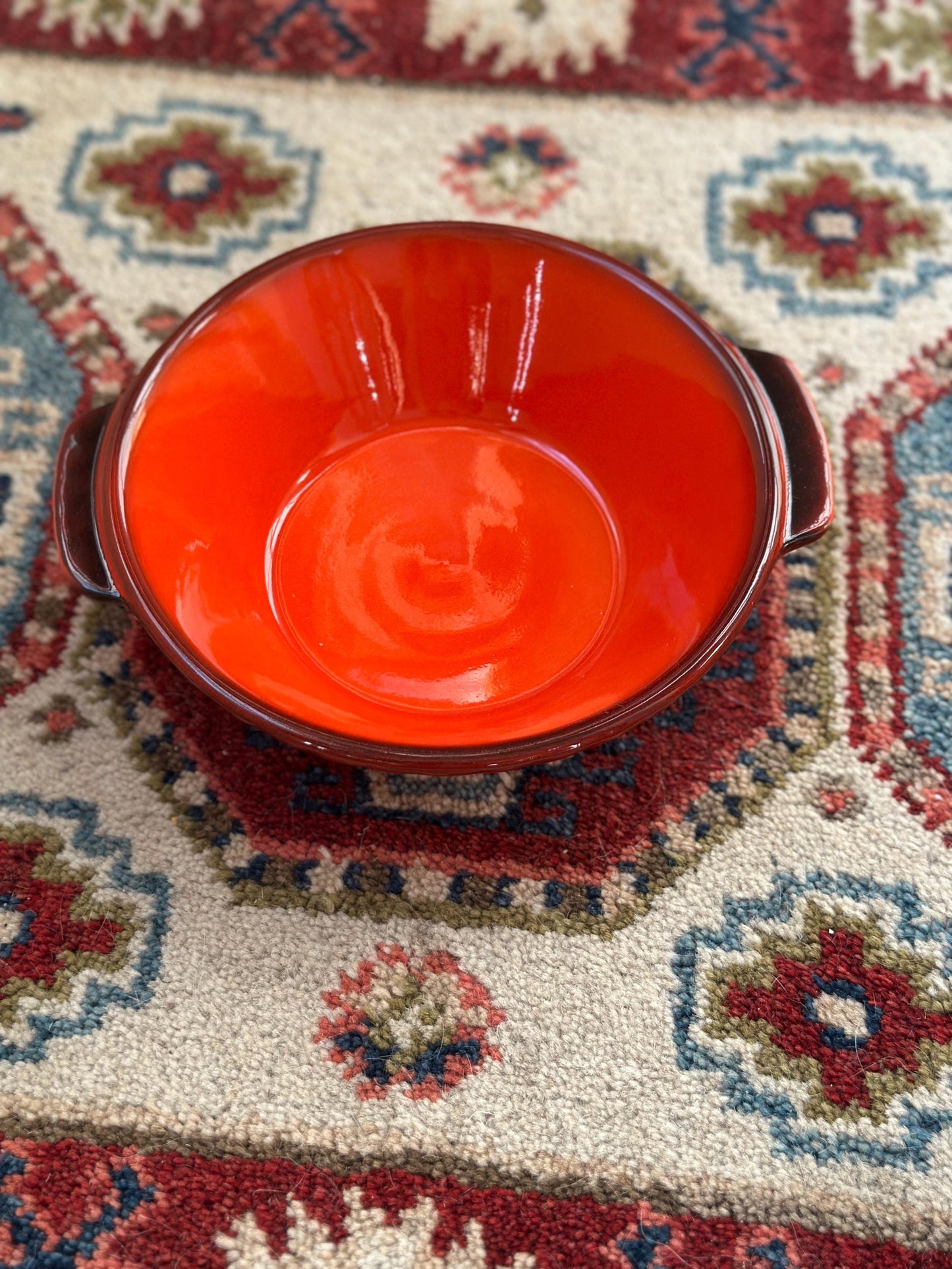Vintage Metlox Poppytrail Red Rooster Round Vegetable Bowl | Vernon Ware California Pottery | Mid Century Farmhouse Serving Bowl