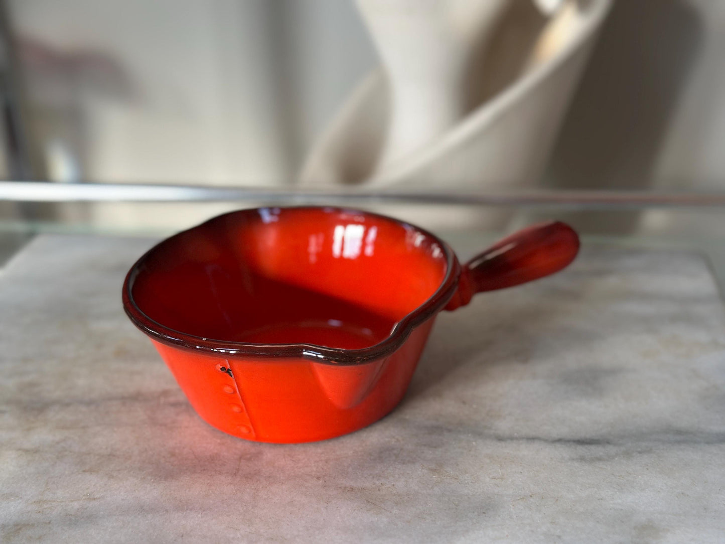 Vintage Metlox Poppytrail Vernon Ware Red Rooster Gravy Boat | California Pottery Sauce Server | Mid Century Modern Farmhouse 1960s
