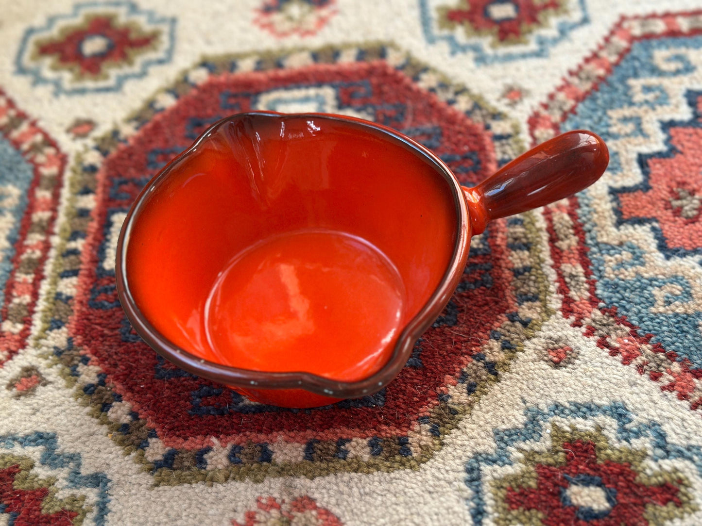 Vintage Metlox Poppytrail Vernon Ware Red Rooster Gravy Boat | California Pottery Sauce Server | Mid Century Modern Farmhouse 1960s