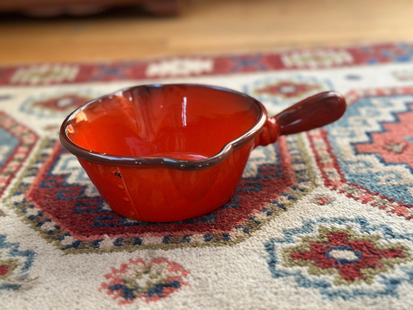 Vintage Metlox Poppytrail Vernon Ware Red Rooster Gravy Boat | California Pottery Sauce Server | Mid Century Modern Farmhouse 1960s