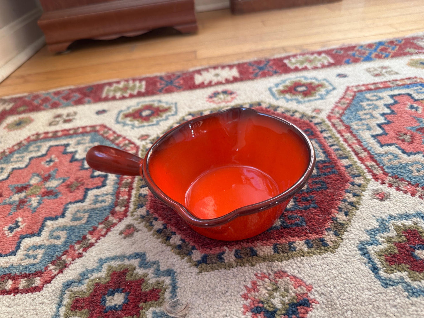 Vintage Metlox Poppytrail Vernon Ware Red Rooster Gravy Boat | California Pottery Sauce Server | Mid Century Modern Farmhouse 1960s