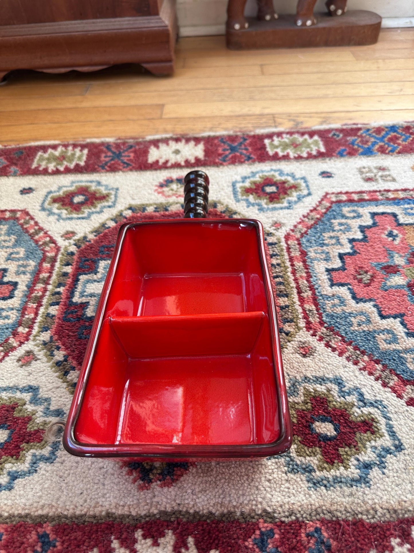 Vintage Metlox Poppytrail Bright Orange Divided Serving Dish | Retro California Pottery Vegetable Server | Like New | 1970s