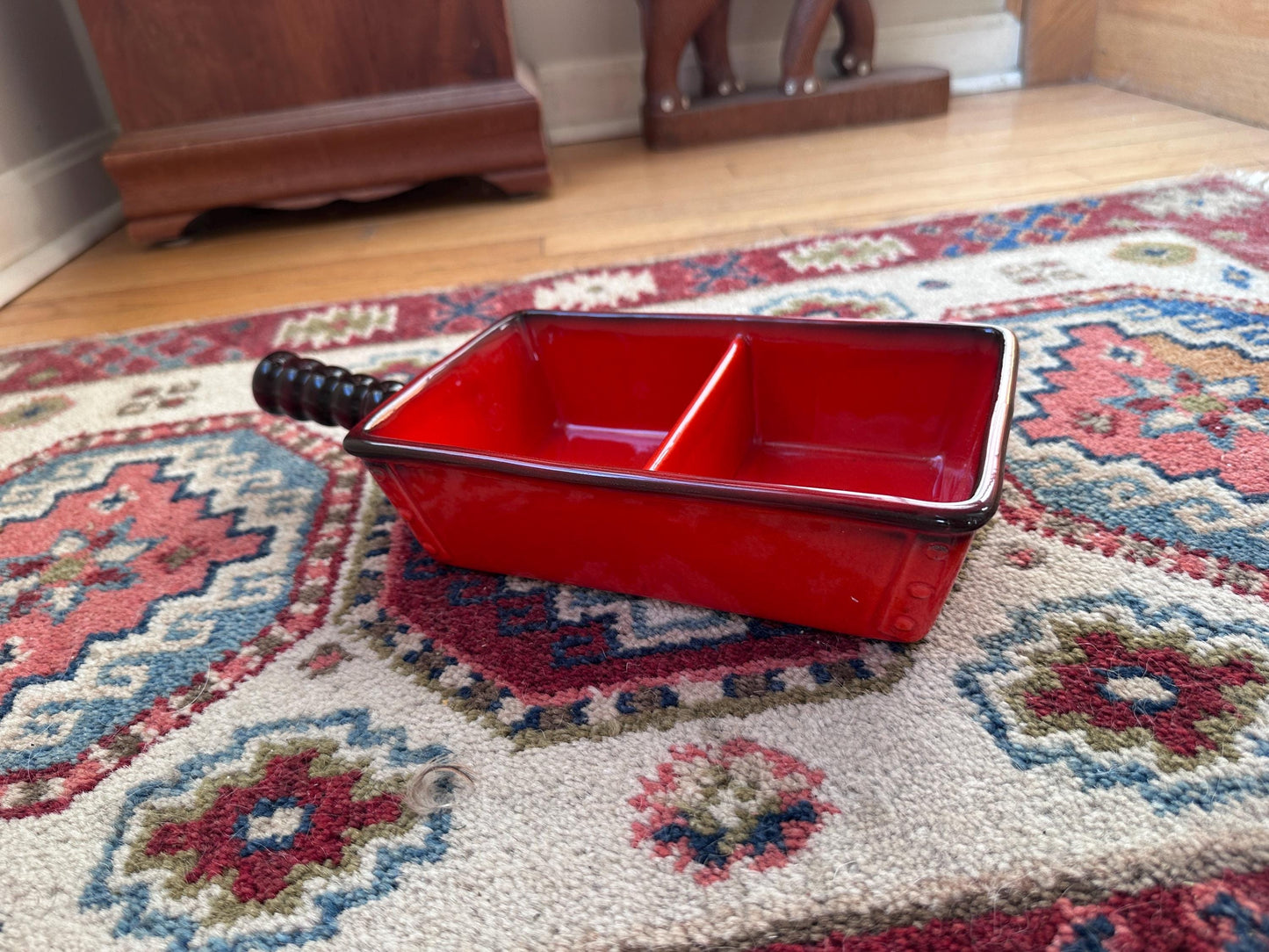 Vintage Metlox Poppytrail Bright Orange Divided Serving Dish | Retro California Pottery Vegetable Server | Like New | 1970s