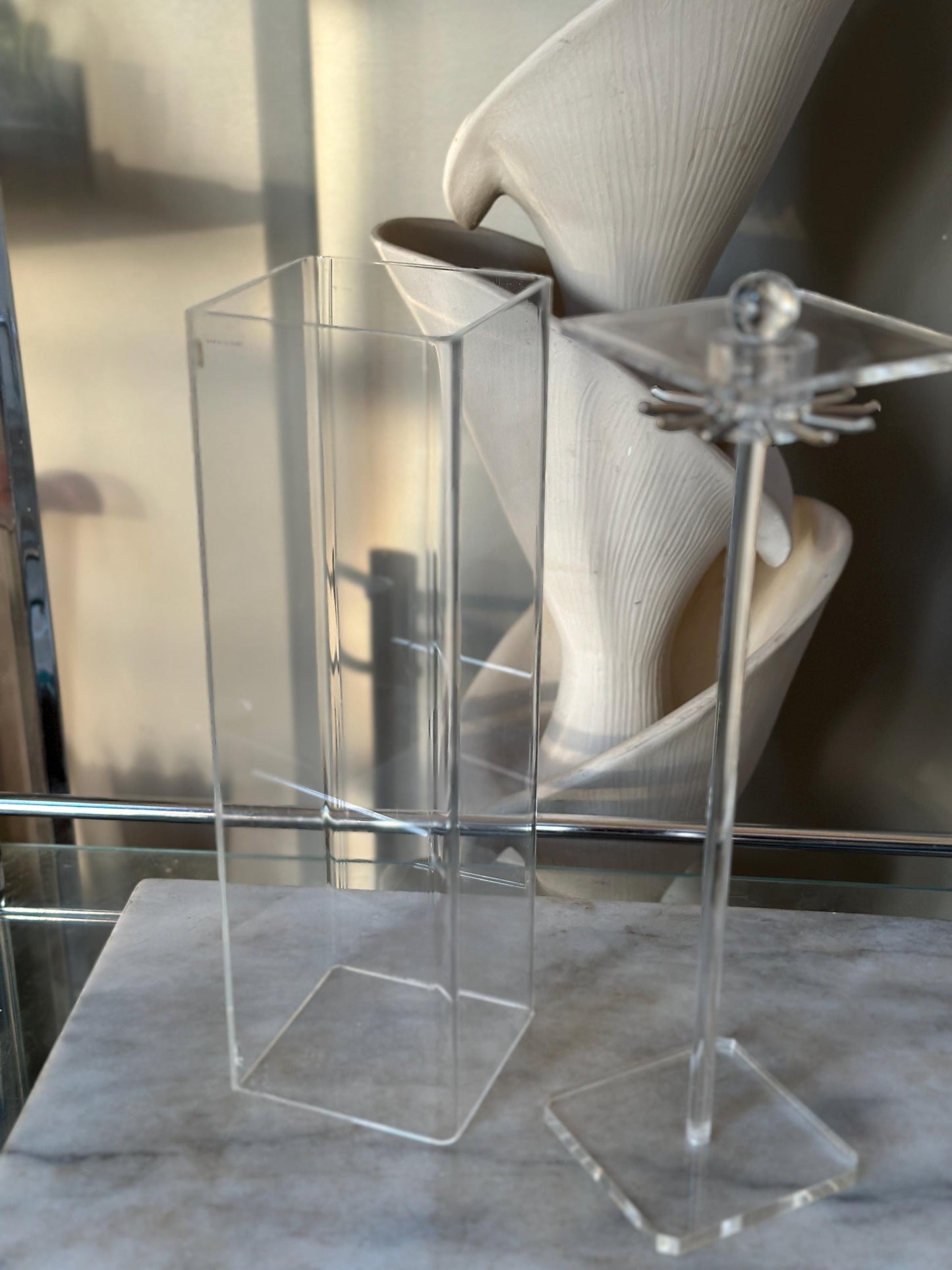 Vintage Chadwick Acrylic Necklace Holder with Original Box | Clear Jewelry Display Case Vanity Organizer | Made in Taiwan | 13 x 4