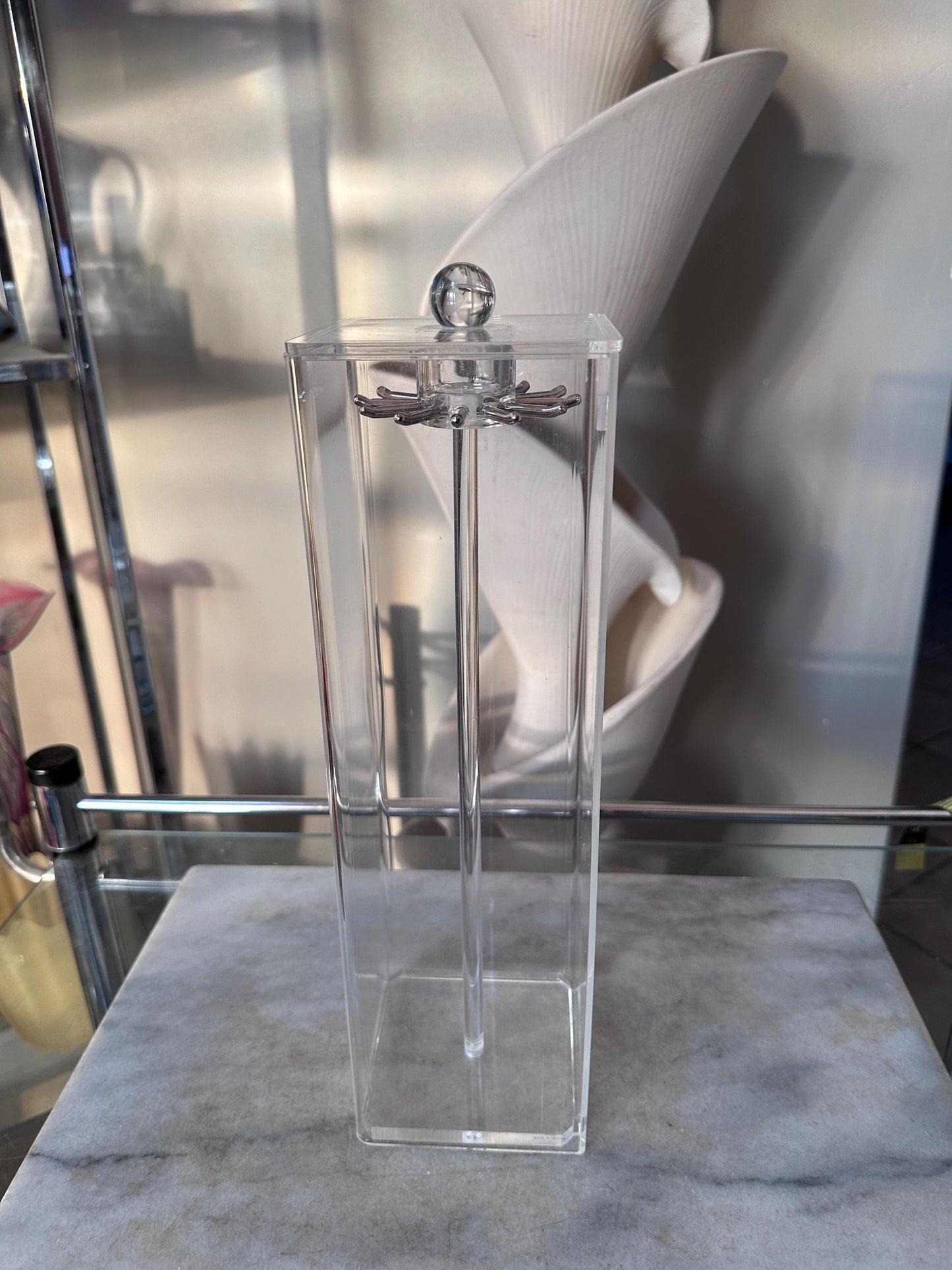Vintage Chadwick Acrylic Necklace Holder with Original Box | Clear Jewelry Display Case Vanity Organizer | Made in Taiwan | 13 x 4