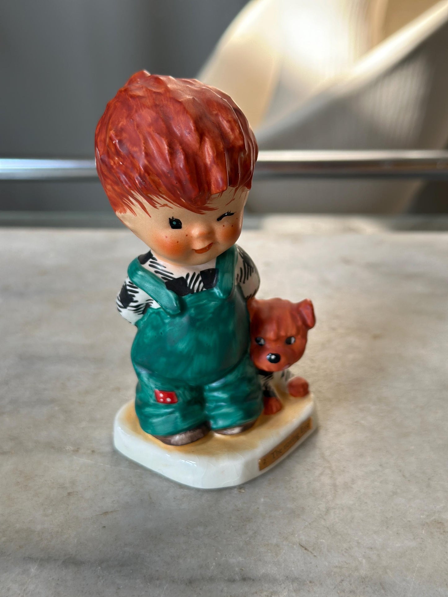 Vintage Goebel Porcelain Red Headed Boy & His Red Dog | “The Roving Eye” Collectible | W. Germany 1957 | Goebel Redheads Series
