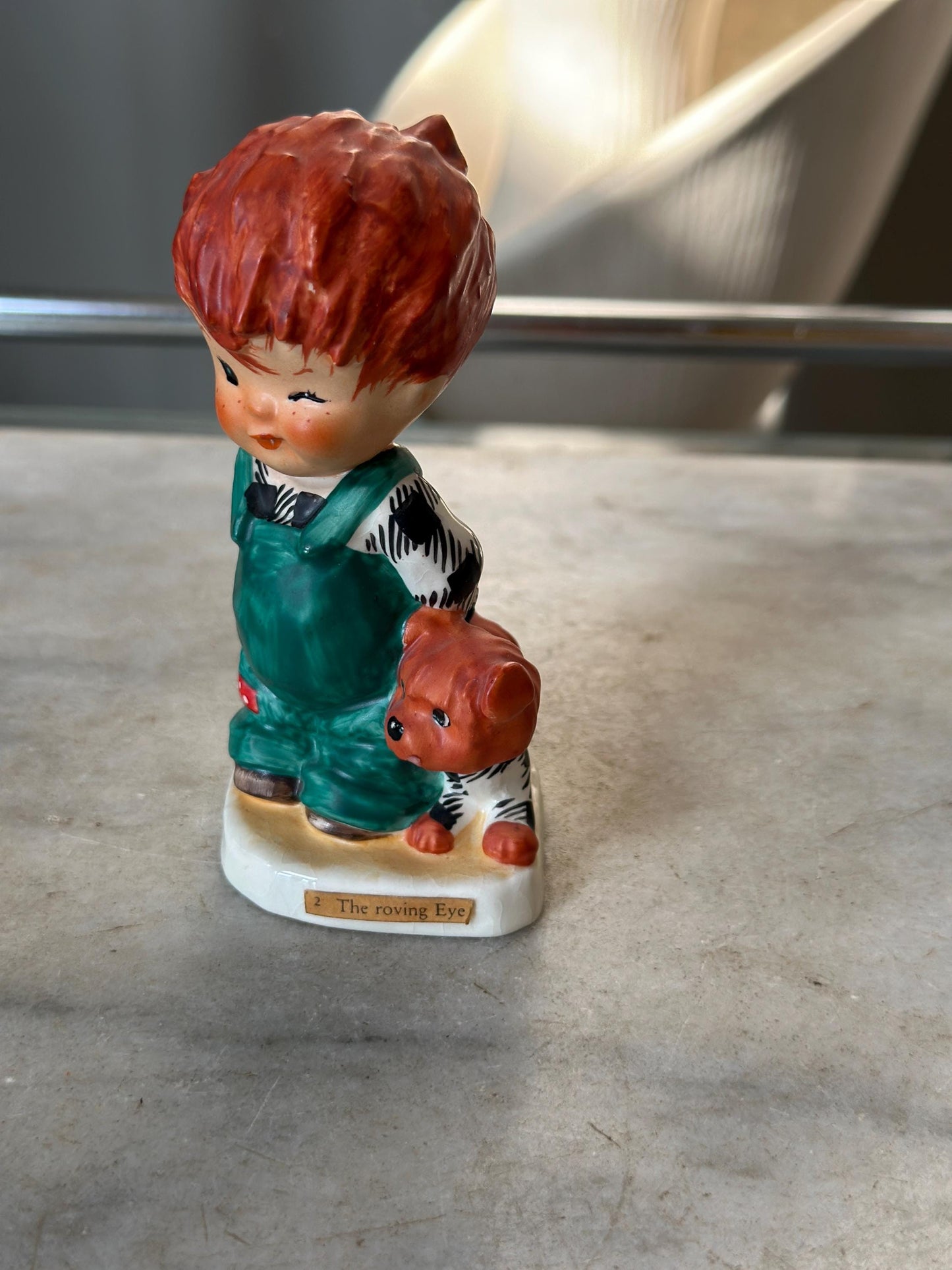Vintage Goebel Porcelain Red Headed Boy & His Red Dog | “The Roving Eye” Collectible | W. Germany 1957 | Goebel Redheads Series