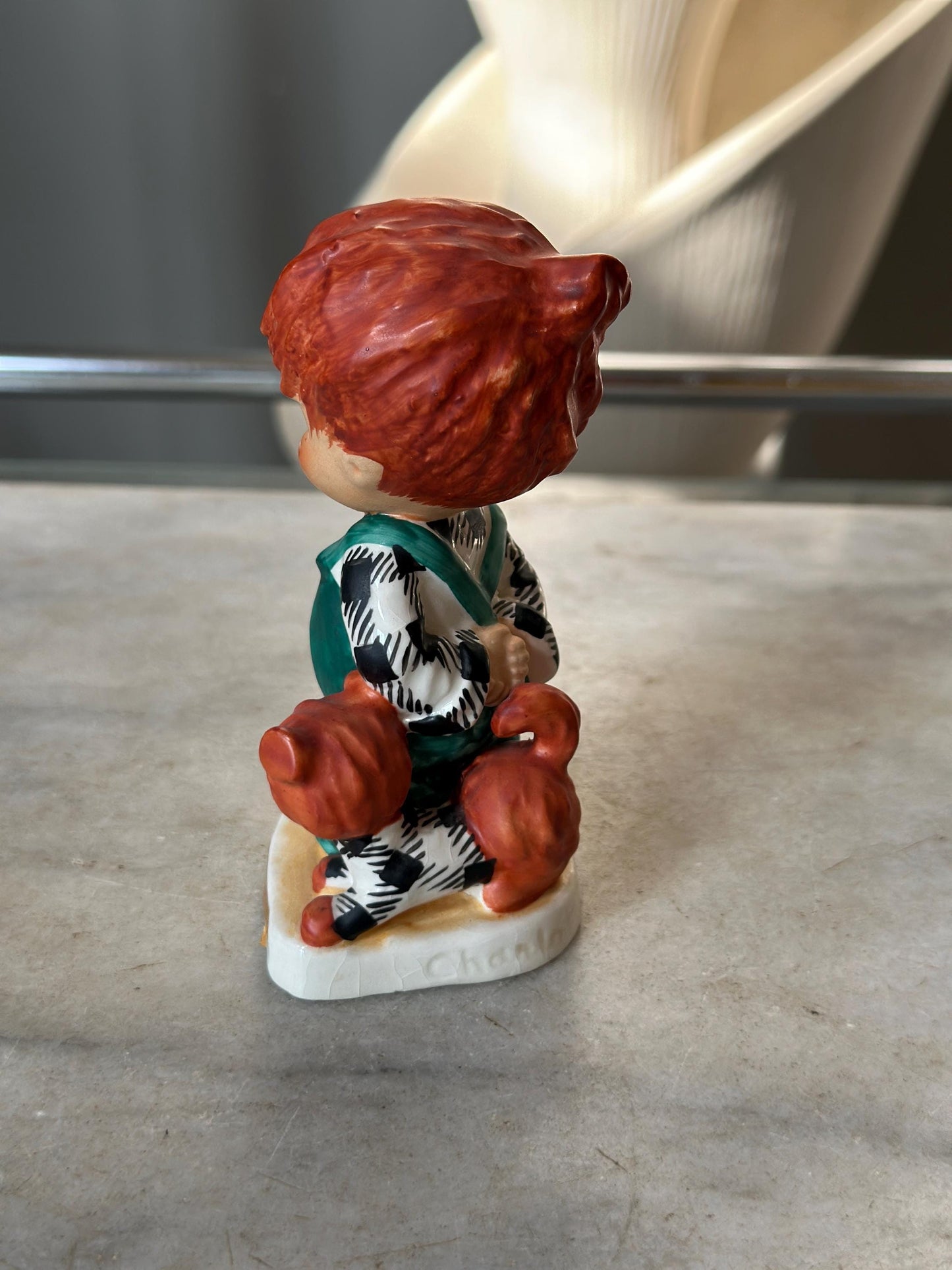 Vintage Goebel Porcelain Red Headed Boy & His Red Dog | “The Roving Eye” Collectible | W. Germany 1957 | Goebel Redheads Series