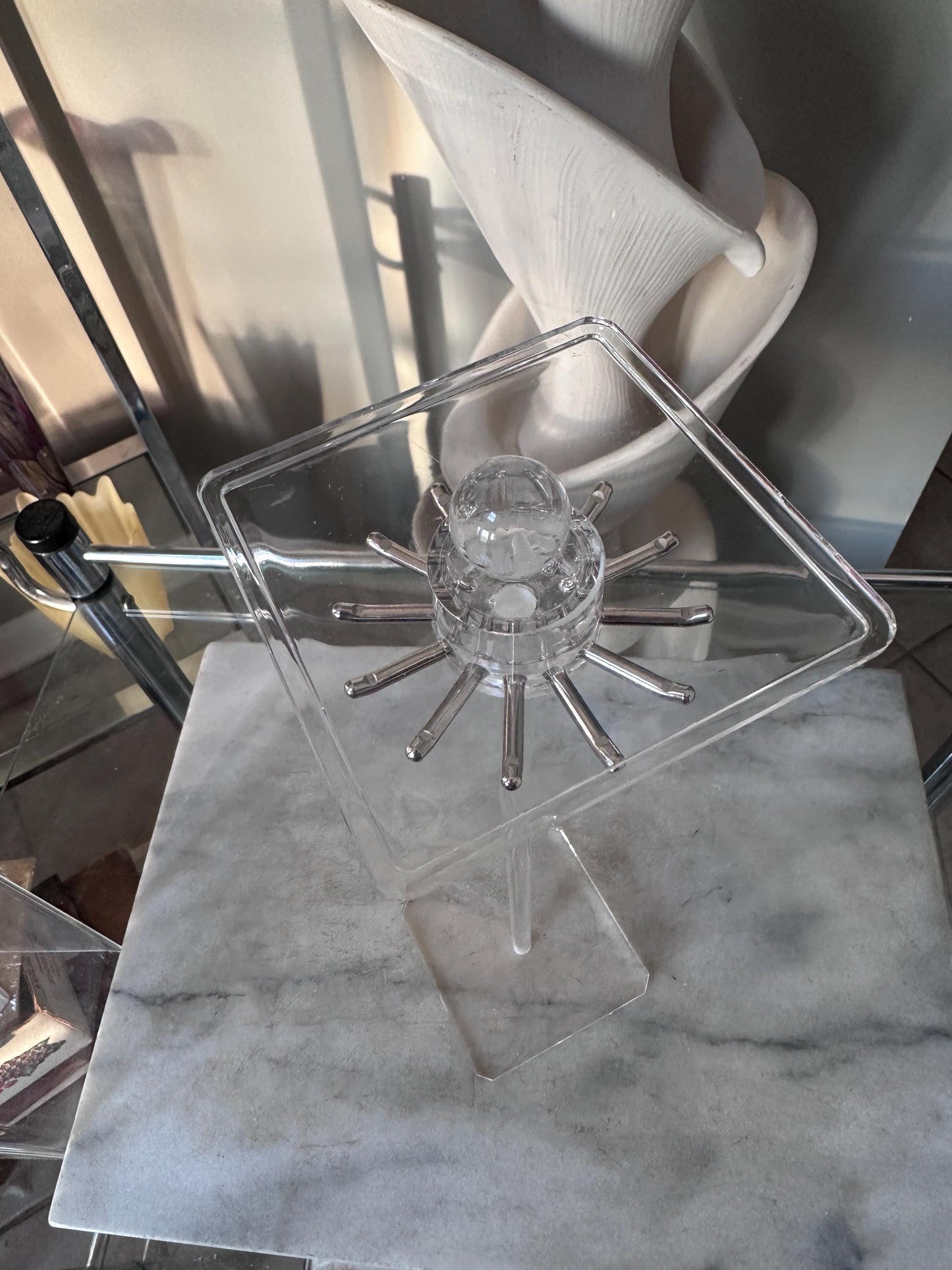 Vintage Chadwick Acrylic Necklace Holder with Original Box | Clear Jewelry Display Case Vanity Organizer | Made in Taiwan | 13 x 4