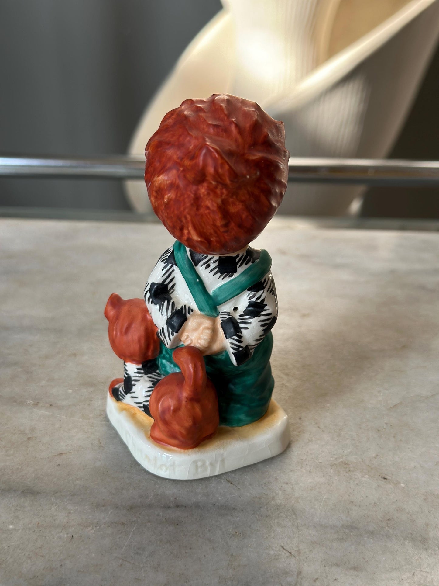 Vintage Goebel Porcelain Red Headed Boy & His Red Dog | “The Roving Eye” Collectible | W. Germany 1957 | Goebel Redheads Series