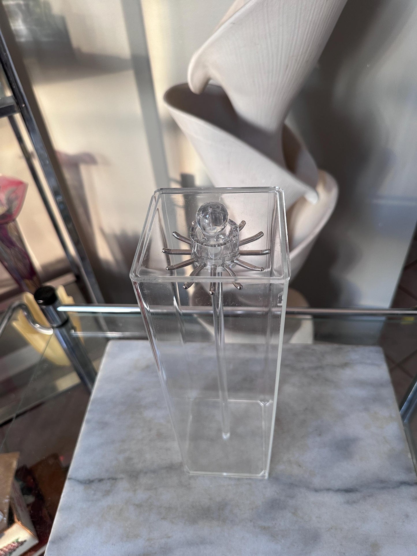 Vintage Chadwick Acrylic Necklace Holder with Original Box | Clear Jewelry Display Case Vanity Organizer | Made in Taiwan | 13 x 4