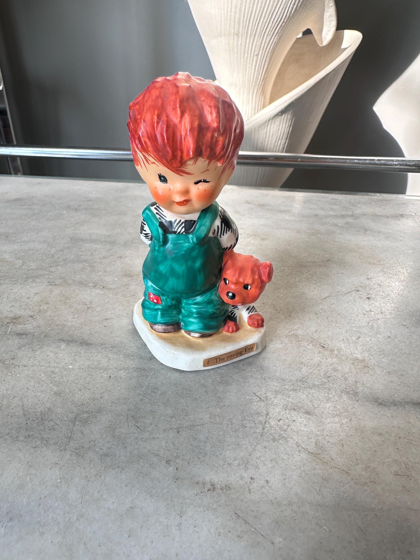 Vintage Goebel Porcelain Red Headed Boy & His Red Dog | “The Roving Eye” Collectible | W. Germany 1957 | Goebel Redheads Series