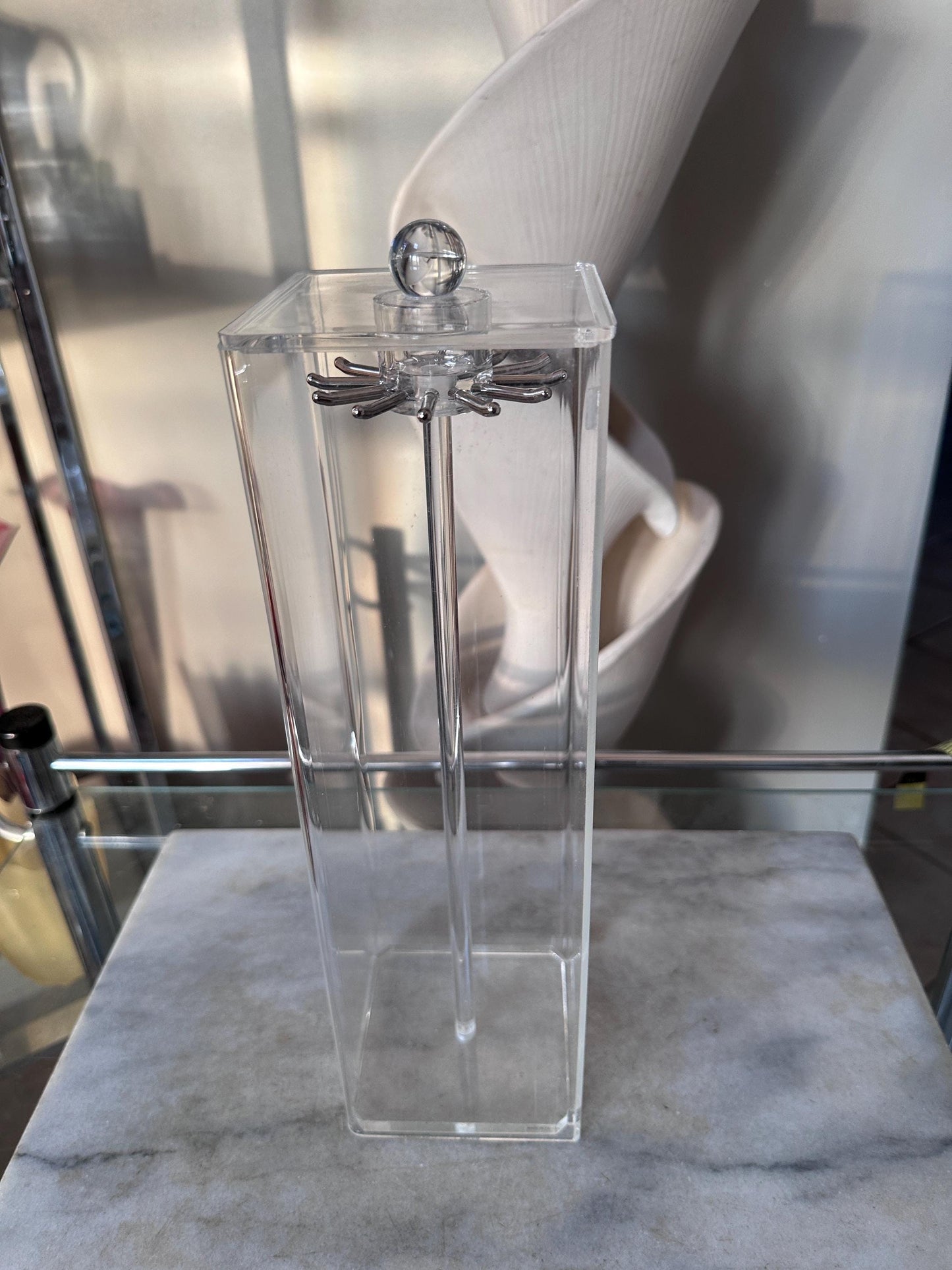 Vintage Chadwick Acrylic Necklace Holder with Original Box | Clear Jewelry Display Case Vanity Organizer | Made in Taiwan | 13 x 4