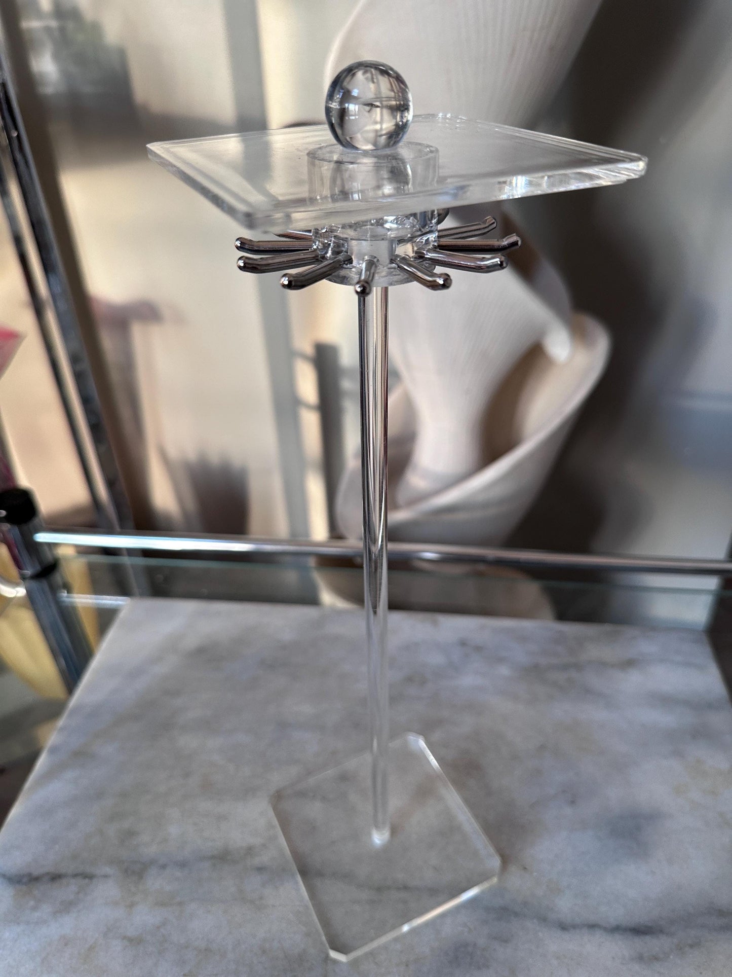 Vintage Chadwick Acrylic Necklace Holder with Original Box | Clear Jewelry Display Case Vanity Organizer | Made in Taiwan | 13 x 4