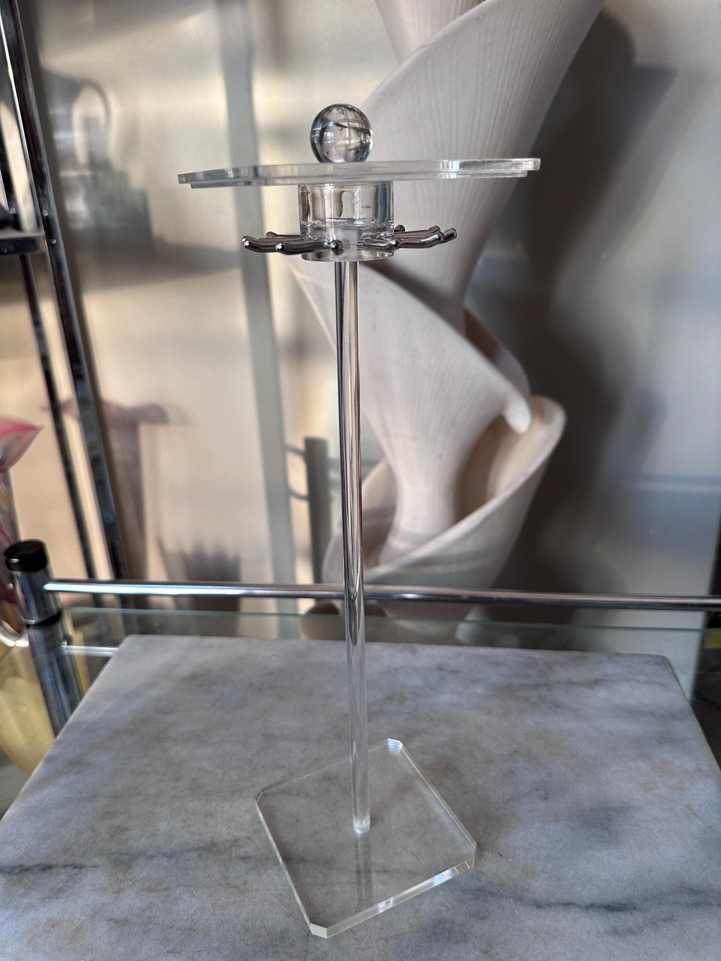 Vintage Chadwick Acrylic Necklace Holder with Original Box | Clear Jewelry Display Case Vanity Organizer | Made in Taiwan | 13 x 4