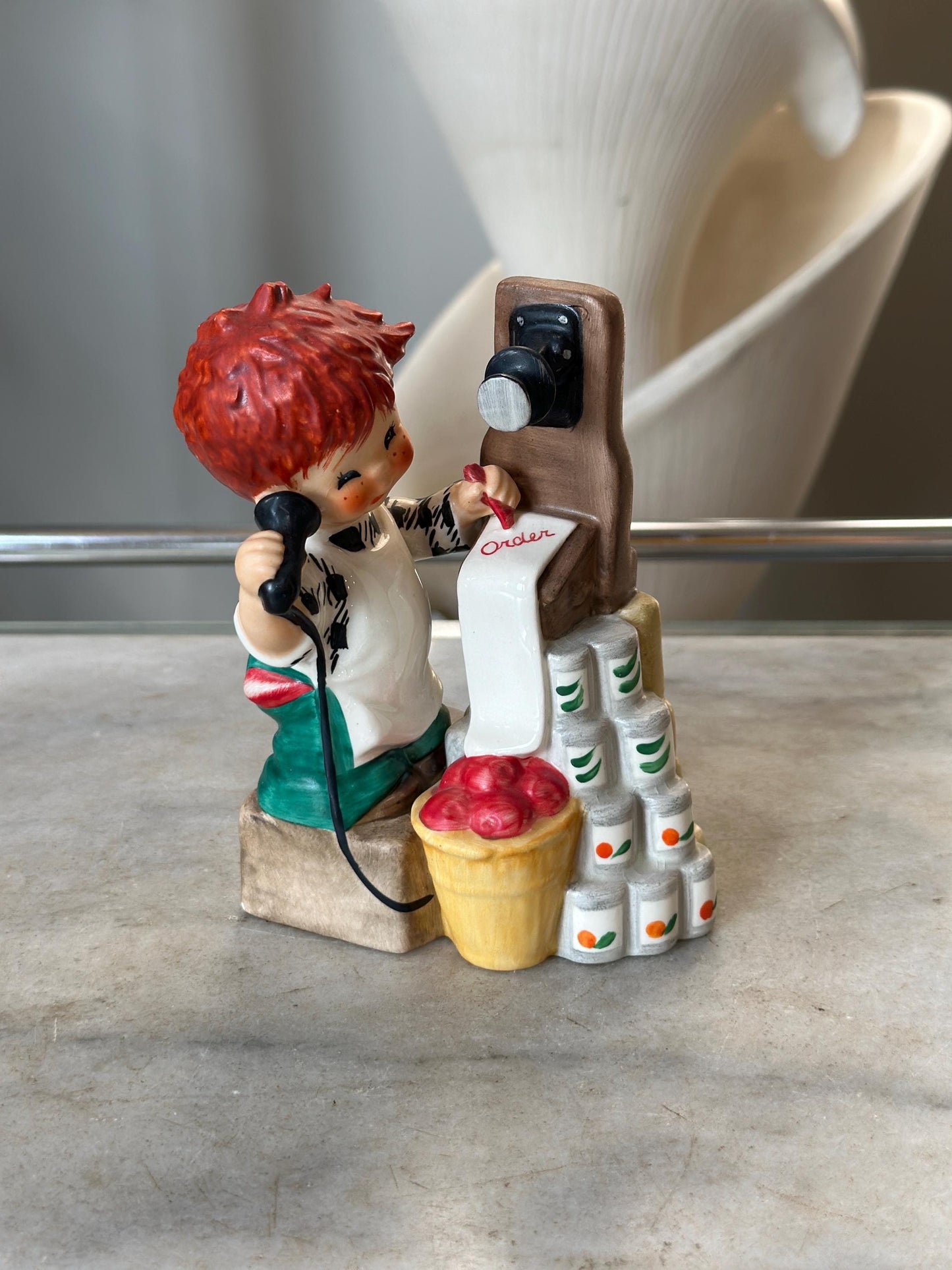Vintage Goebel “Super Service” Grocer Red Head Figurine by Charlot BYJ 39 | W. Germany | 1959 | Mid-Century Collectible