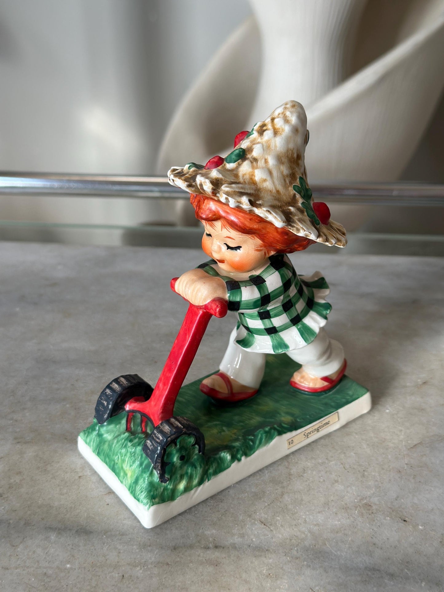 Vintage 1967 Charlot Byj #49 “Trim Lass” Figurine by W. Goebel W. Germany | Redheads Collection | Springtime Decal | Collectible Girl Figure