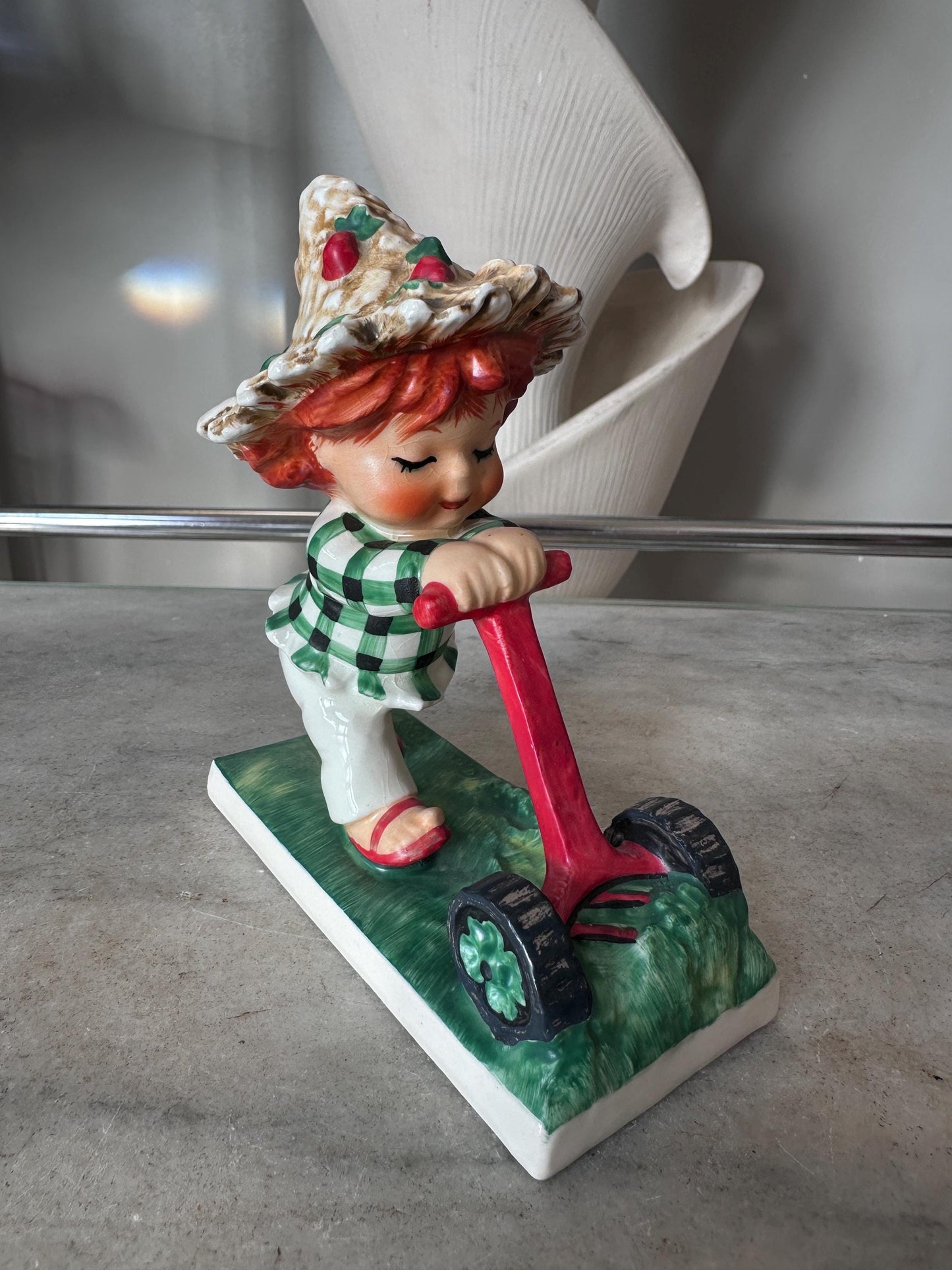 Vintage 1967 Charlot Byj #49 “Trim Lass” Figurine by W. Goebel W. Germany | Redheads Collection | Springtime Decal | Collectible Girl Figure