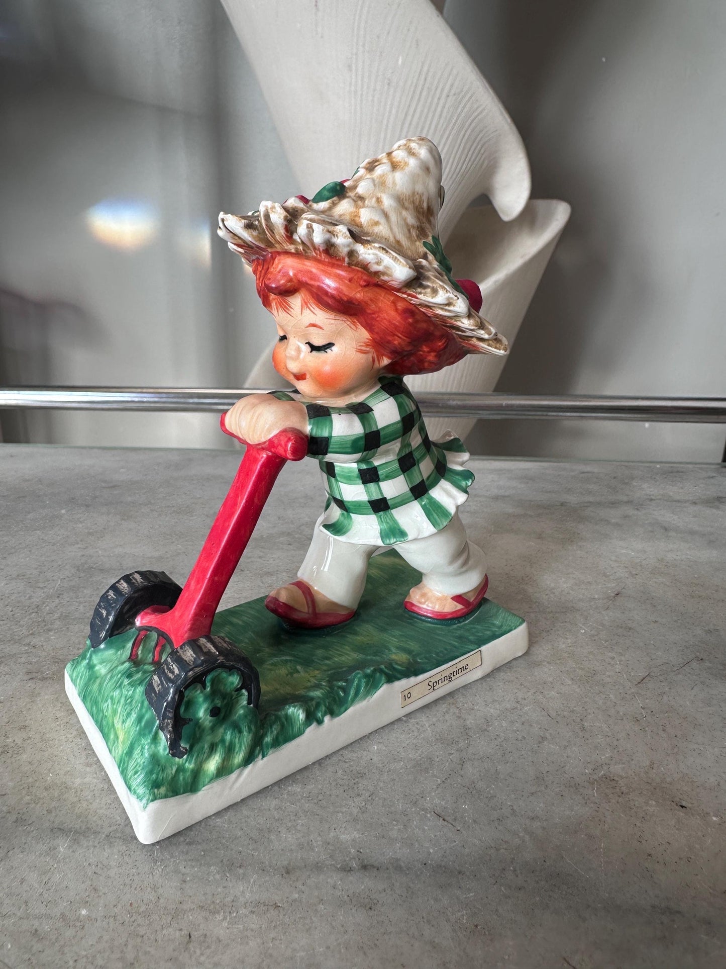 Vintage 1967 Charlot Byj #49 “Trim Lass” Figurine by W. Goebel W. Germany | Redheads Collection | Springtime Decal | Collectible Girl Figure