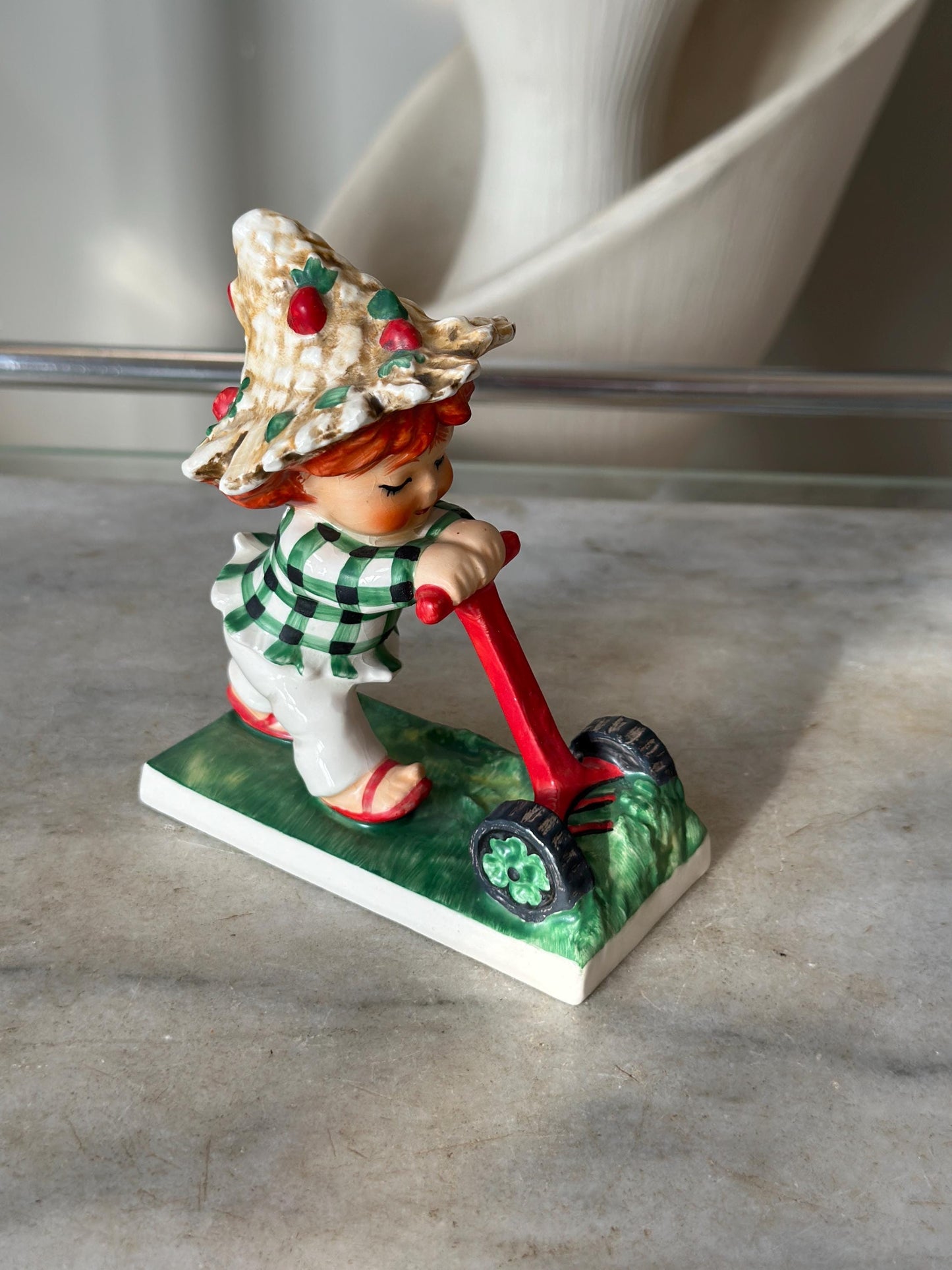Vintage 1967 Charlot Byj #49 “Trim Lass” Figurine by W. Goebel W. Germany | Redheads Collection | Springtime Decal | Collectible Girl Figure
