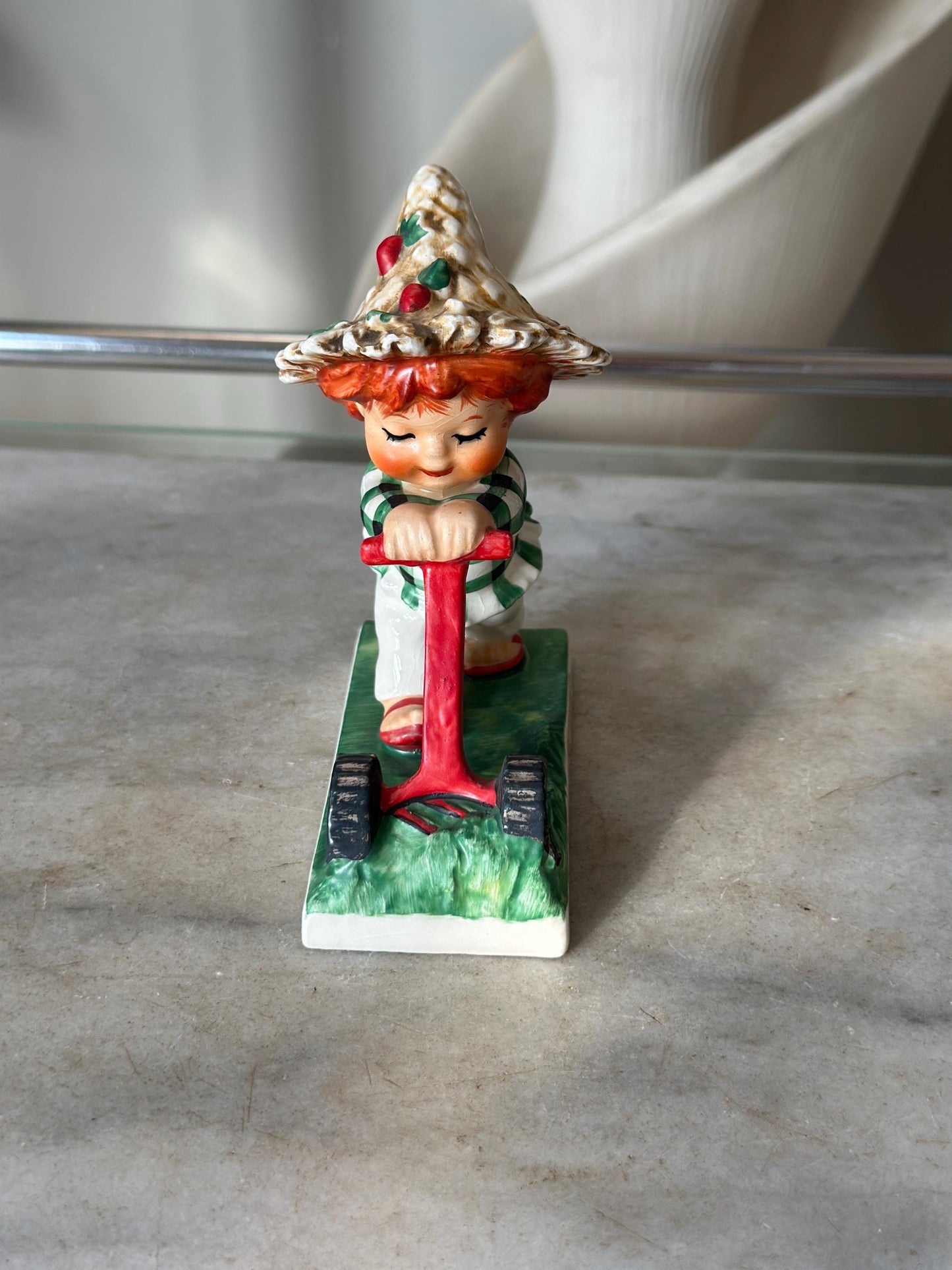 Vintage 1967 Charlot Byj #49 “Trim Lass” Figurine by W. Goebel W. Germany | Redheads Collection | Springtime Decal | Collectible Girl Figure