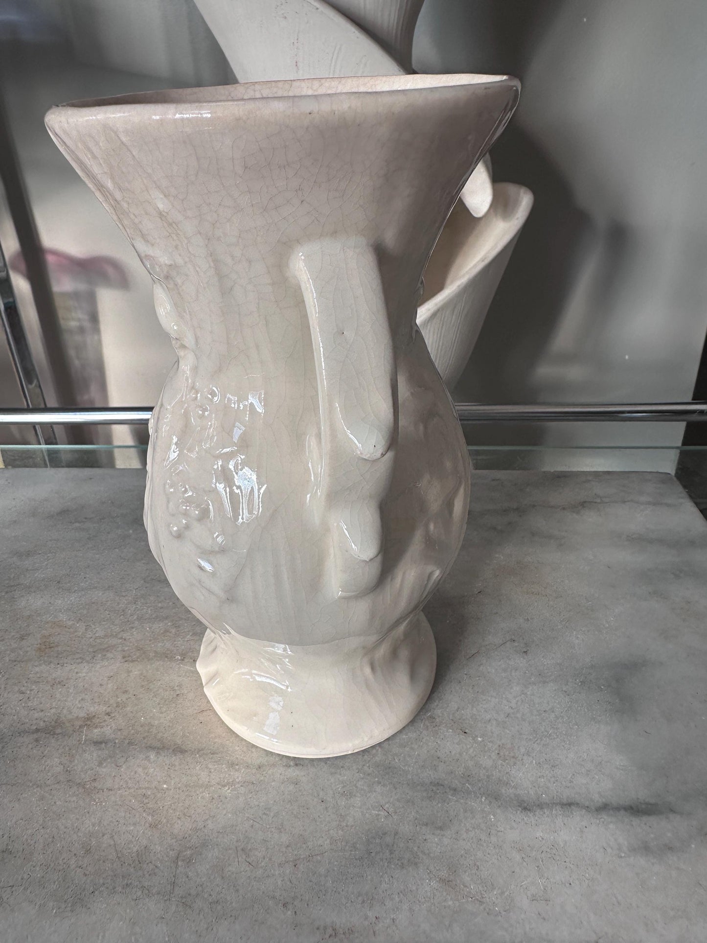 Vintage McCoy Peacock / Bird of Paradise Vase, Glossy White Art Pottery,Mid Century McCoy, 8” Ceramic Vase, USA Pottery - SEE DESCRIPTION