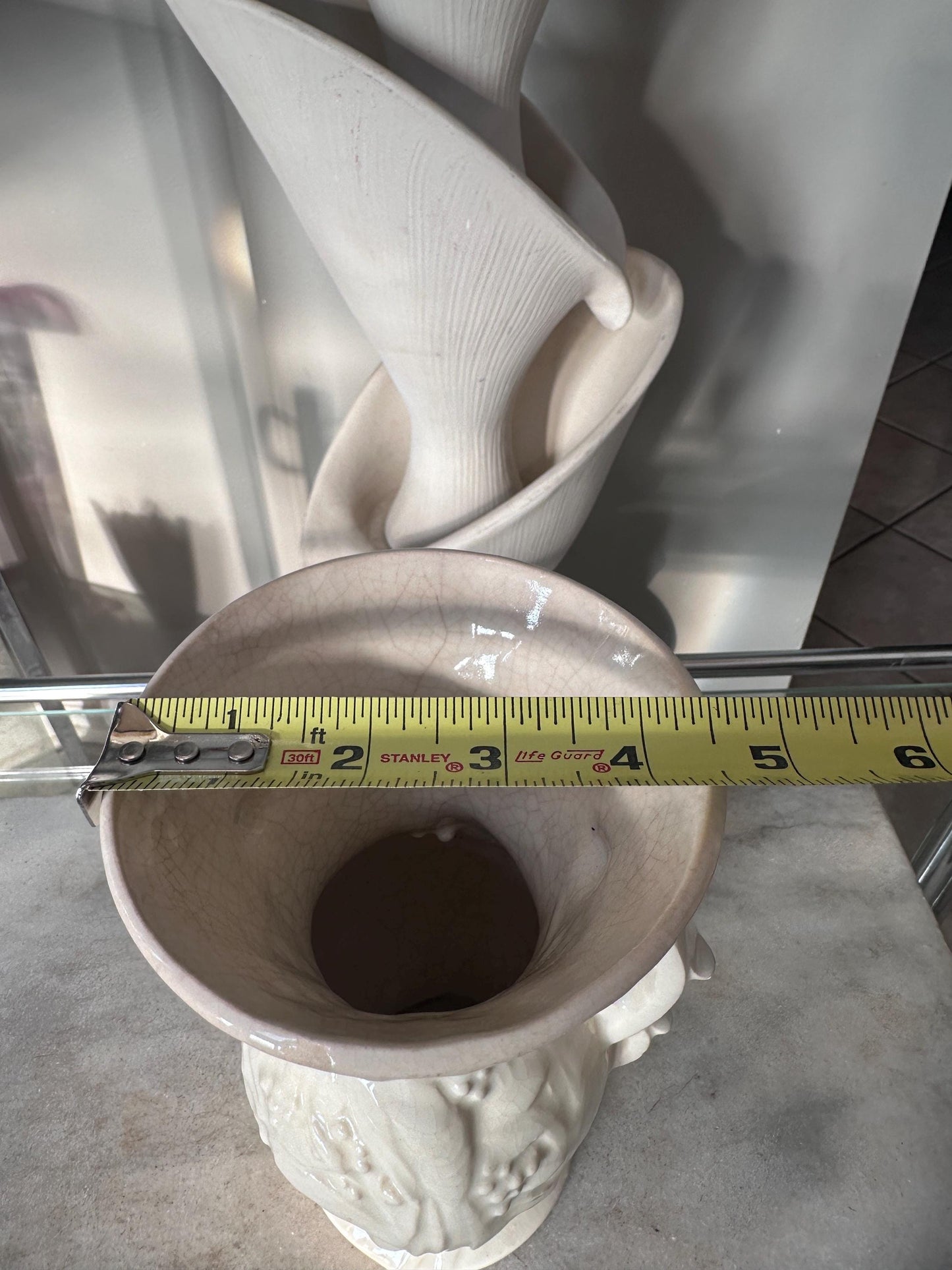 Vintage McCoy Peacock / Bird of Paradise Vase, Glossy White Art Pottery,Mid Century McCoy, 8” Ceramic Vase, USA Pottery - SEE DESCRIPTION