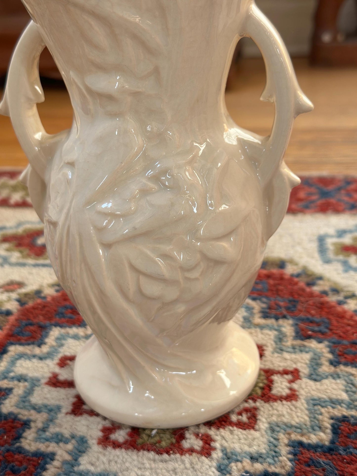 Vintage McCoy Peacock / Bird of Paradise Vase, Glossy White Art Pottery,Mid Century McCoy, 8” Ceramic Vase, USA Pottery - SEE DESCRIPTION