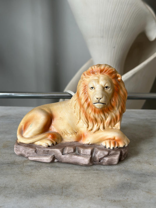 Vintage 1970s Aldon Accessories Japan Bisque Porcelain Lion Lamp | Figural Night Light | Safari Decor | Mid-Century Accent Lighting