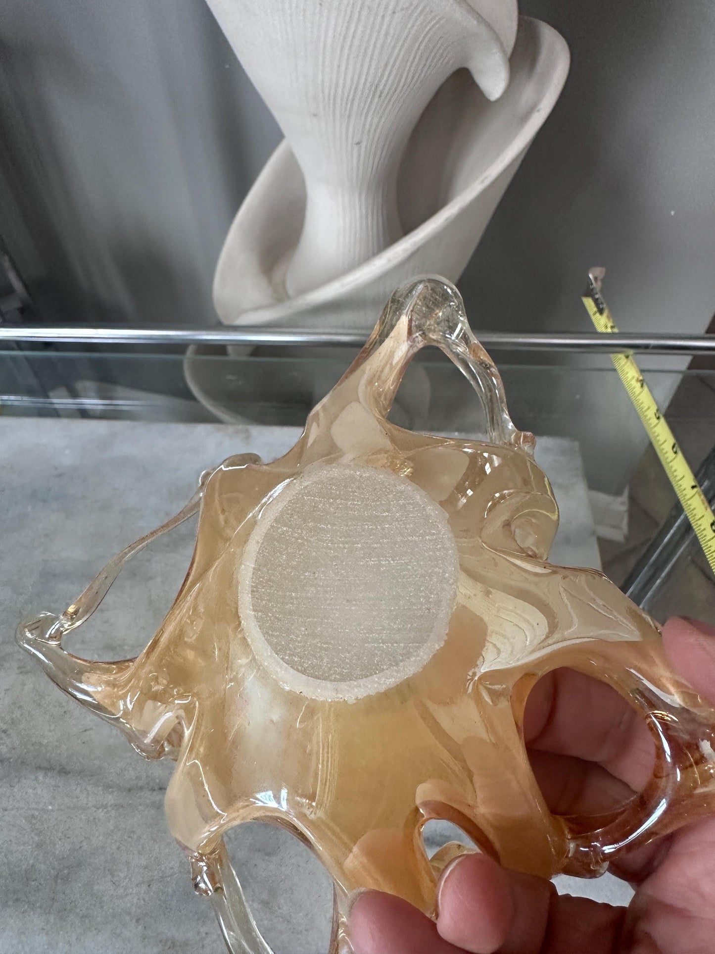Vintage Murano Vetro Eseguito Iridescent Freeform Glass Bowl | Hand-Blown Italian Art Glass | Gold Iridescent Murano Catchall | Mid-Century