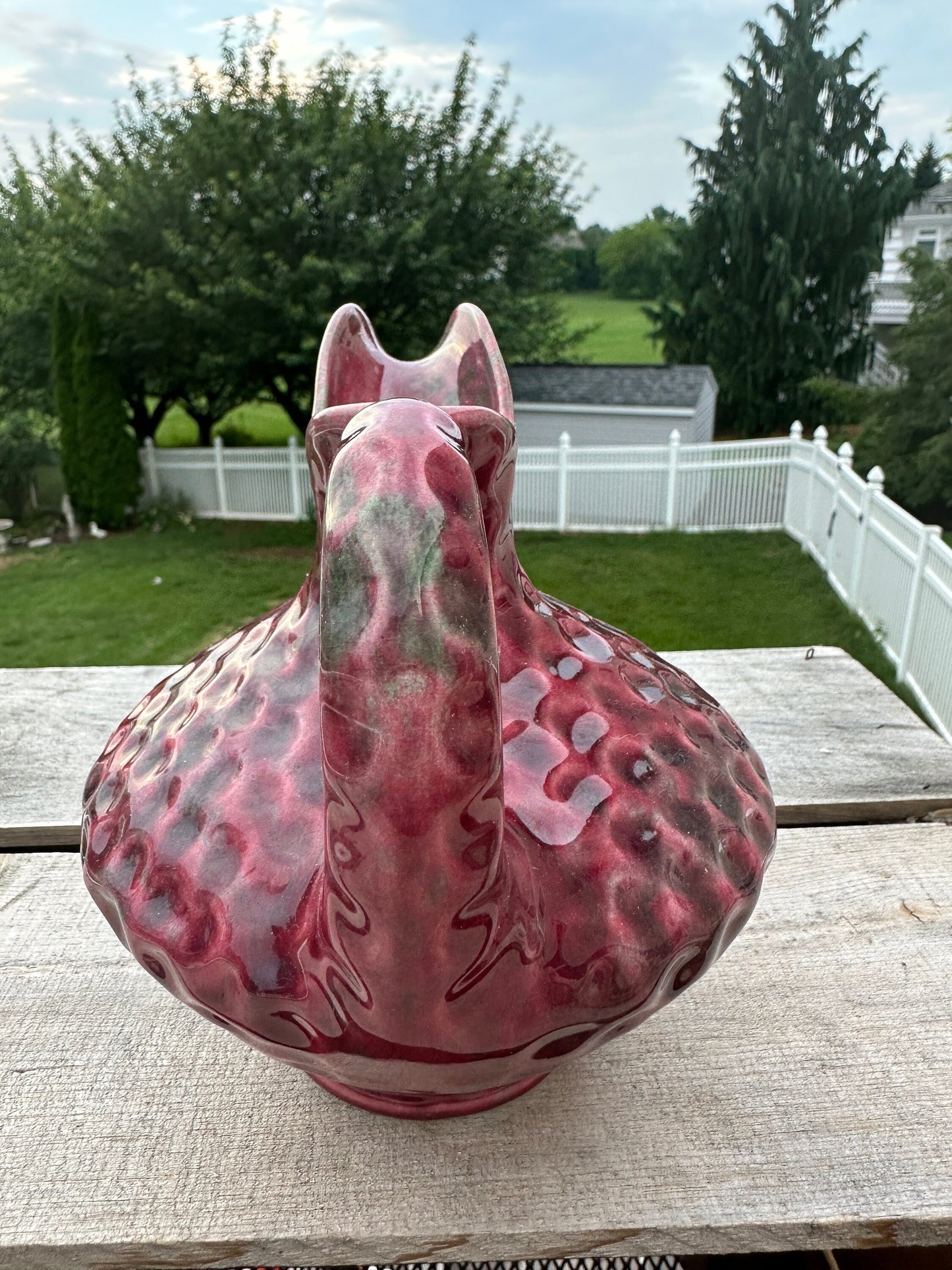 Vintage 1940's Artistic Potteries California Pitcher Dimples Pink Grey