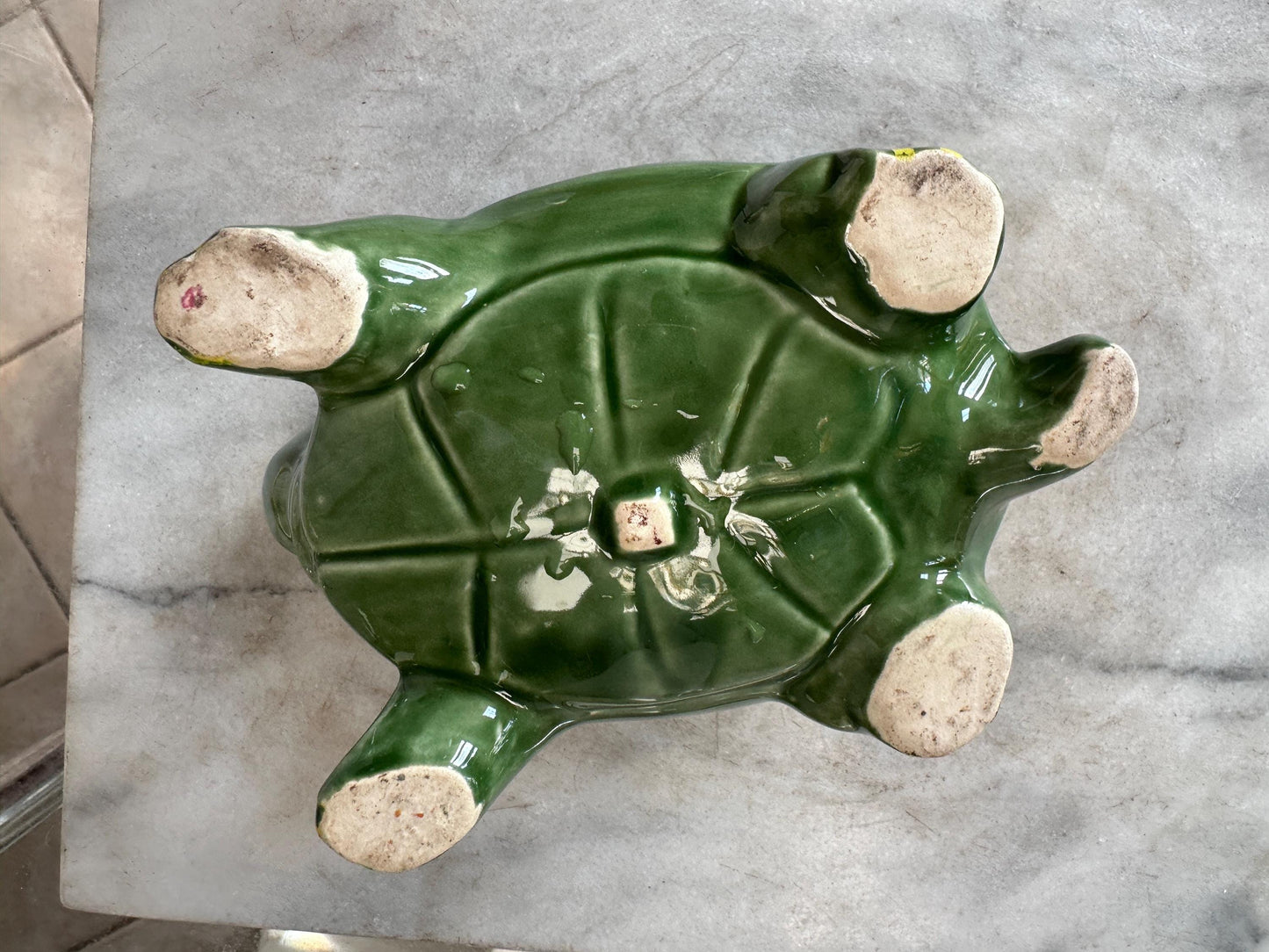 Vintage 1950s McCoy Pottery Turtle Planter | Green Textured Ceramic Flower Pot | Mid Century Modern MCM Succulent Planter | USA Pottery