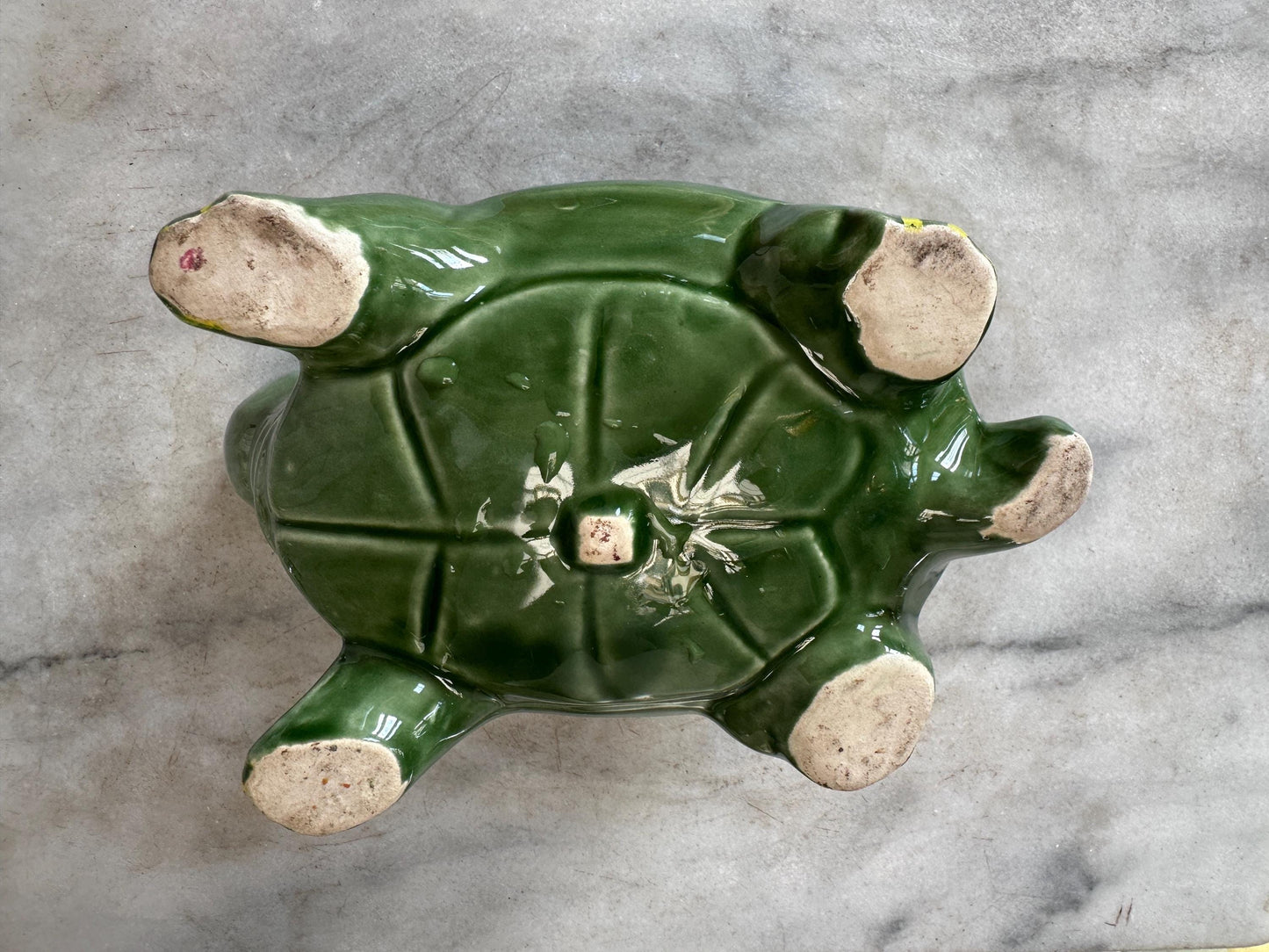 Vintage 1950s McCoy Pottery Turtle Planter | Green Textured Ceramic Flower Pot | Mid Century Modern MCM Succulent Planter | USA Pottery