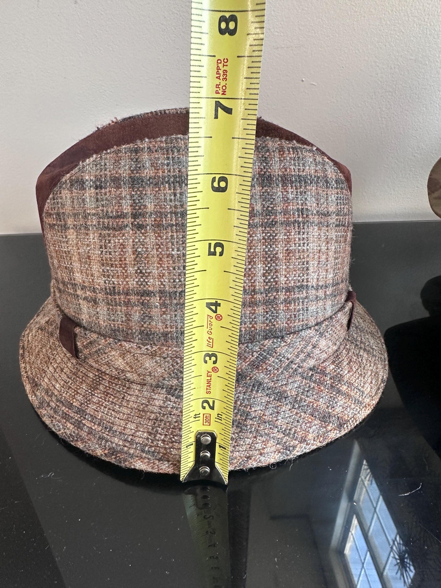 Vintage Dobbs Cambridge Wool Plaid & Brown Suede Hat Size 6 7/8 | 1960s Fall Fashion Hat | Retro Country Chic Millinery