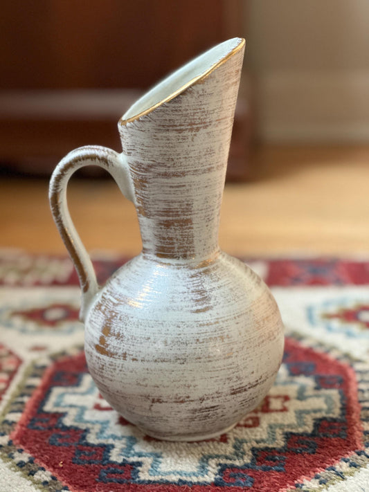 Vintage Royal Haeger Gold Tweed Pottery Pitcher | Brushed 22K Gold | Mid-Century Modern Ceramic Vase | USA Collectible | 9”