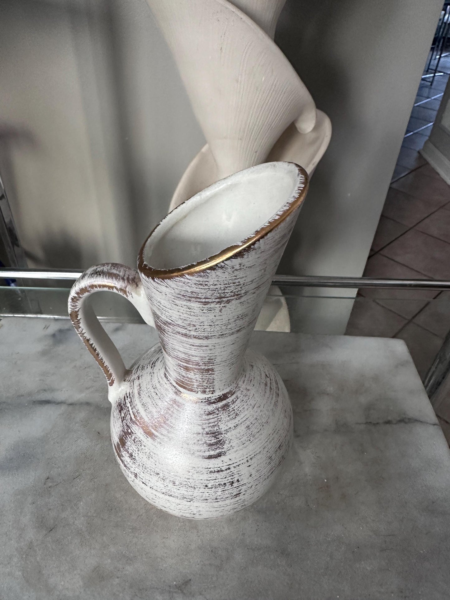 Vintage Royal Haeger Gold Tweed Pottery Pitcher | Brushed 22K Gold | Mid-Century Modern Ceramic Vase | USA Collectible | 9”
