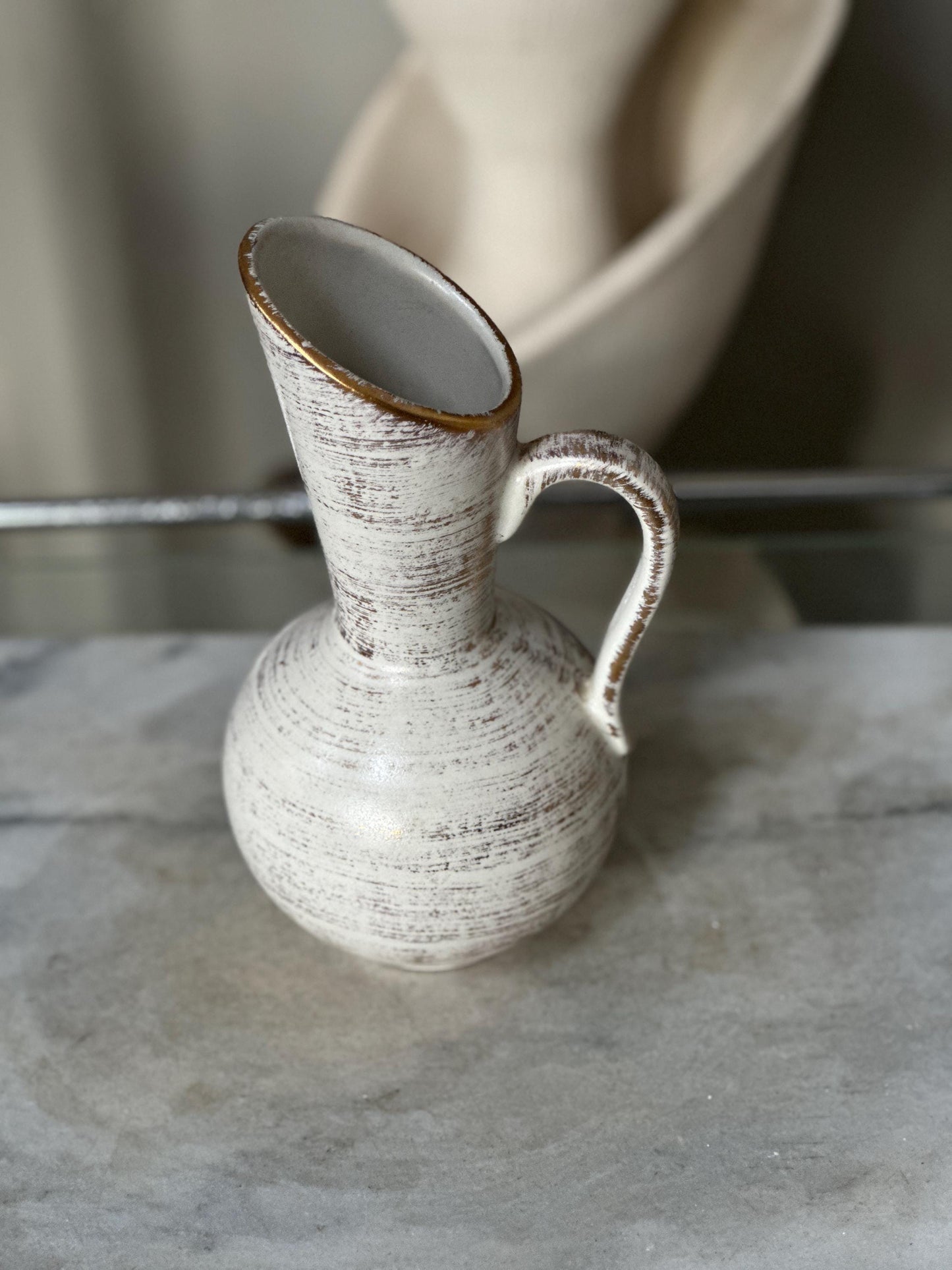 Vintage Royal Haeger Gold Tweed Pottery Pitcher | Brushed 22K Gold | Mid-Century Modern Ceramic Vase | USA Collectible | 9”