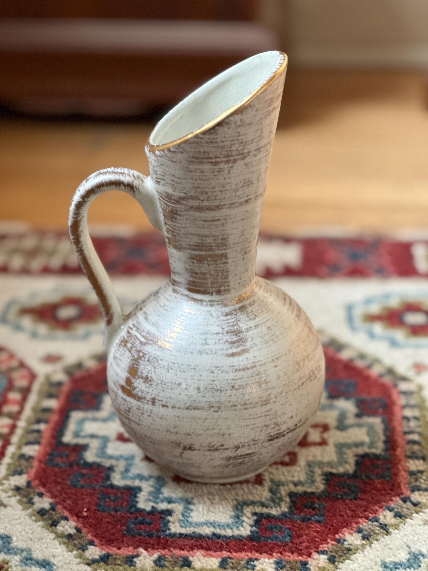 Vintage Royal Haeger Gold Tweed Pottery Pitcher | Brushed 22K Gold | Mid-Century Modern Ceramic Vase | USA Collectible | 9”