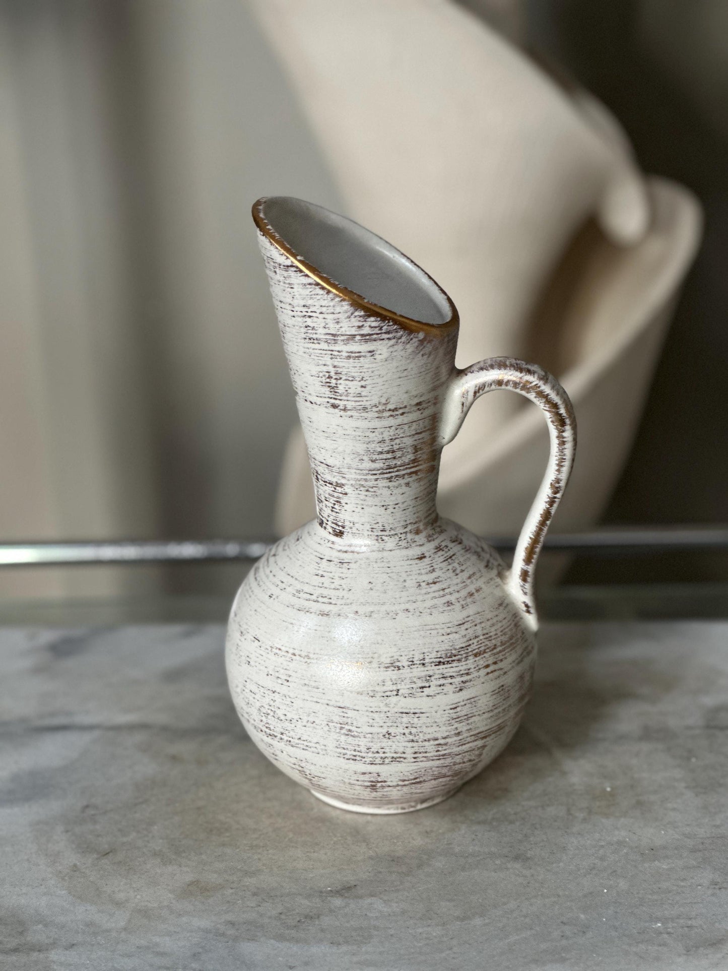 Vintage Royal Haeger Gold Tweed Pottery Pitcher | Brushed 22K Gold | Mid-Century Modern Ceramic Vase | USA Collectible | 9”