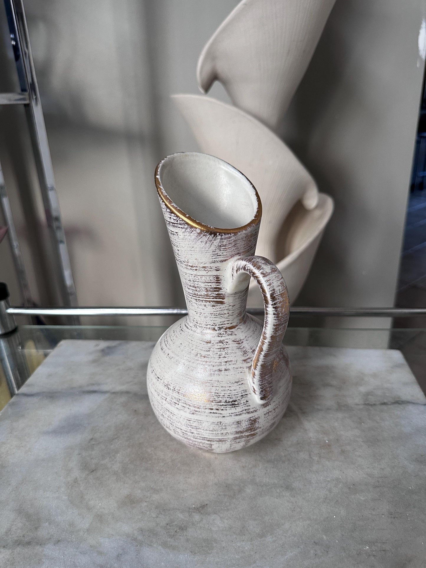 Vintage Royal Haeger Gold Tweed Pottery Pitcher | Brushed 22K Gold | Mid-Century Modern Ceramic Vase | USA Collectible | 9”