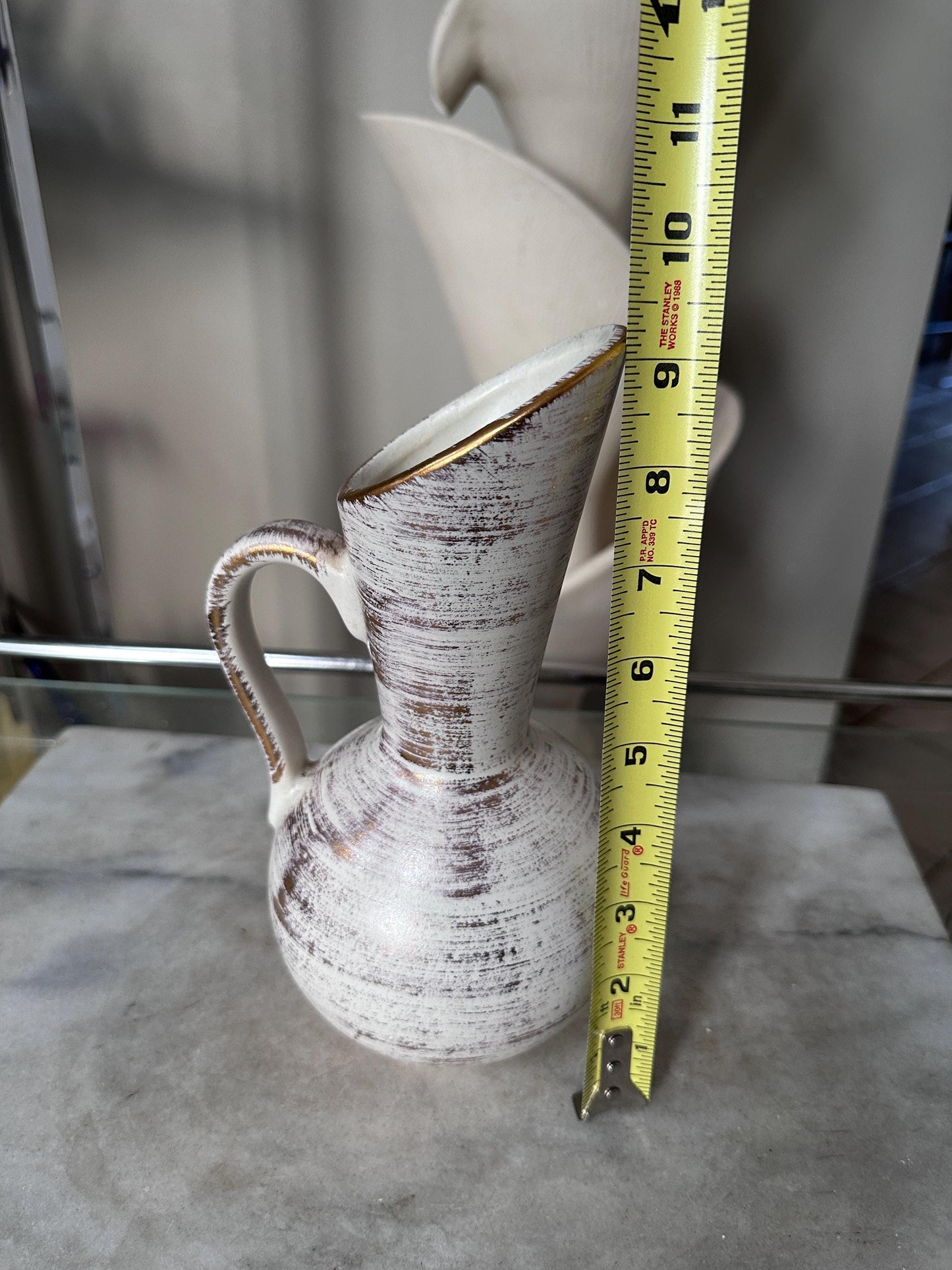 Vintage Royal Haeger Gold Tweed Pottery Pitcher | Brushed 22K Gold | Mid-Century Modern Ceramic Vase | USA Collectible | 9”