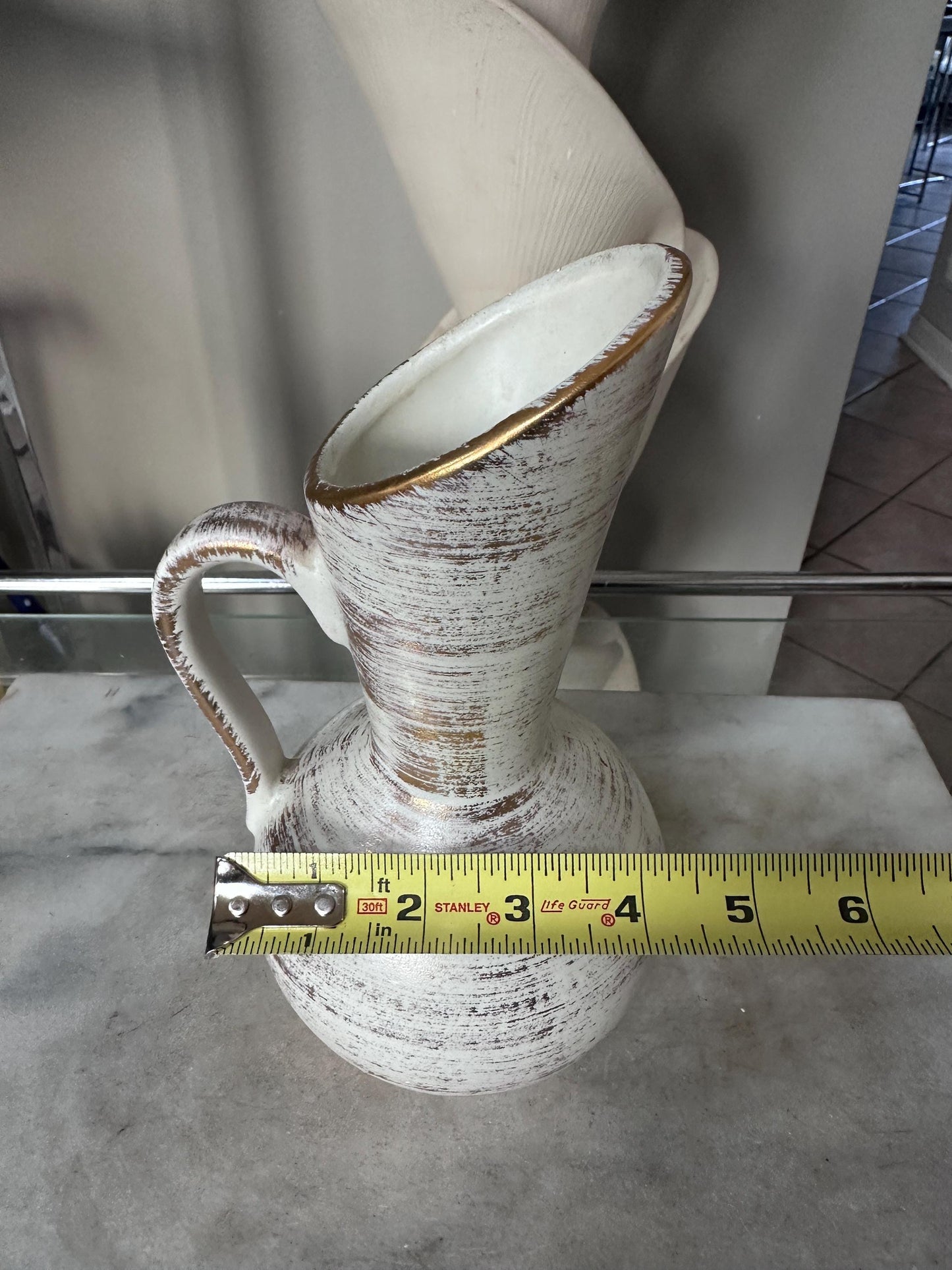 Vintage Royal Haeger Gold Tweed Pottery Pitcher | Brushed 22K Gold | Mid-Century Modern Ceramic Vase | USA Collectible | 9”
