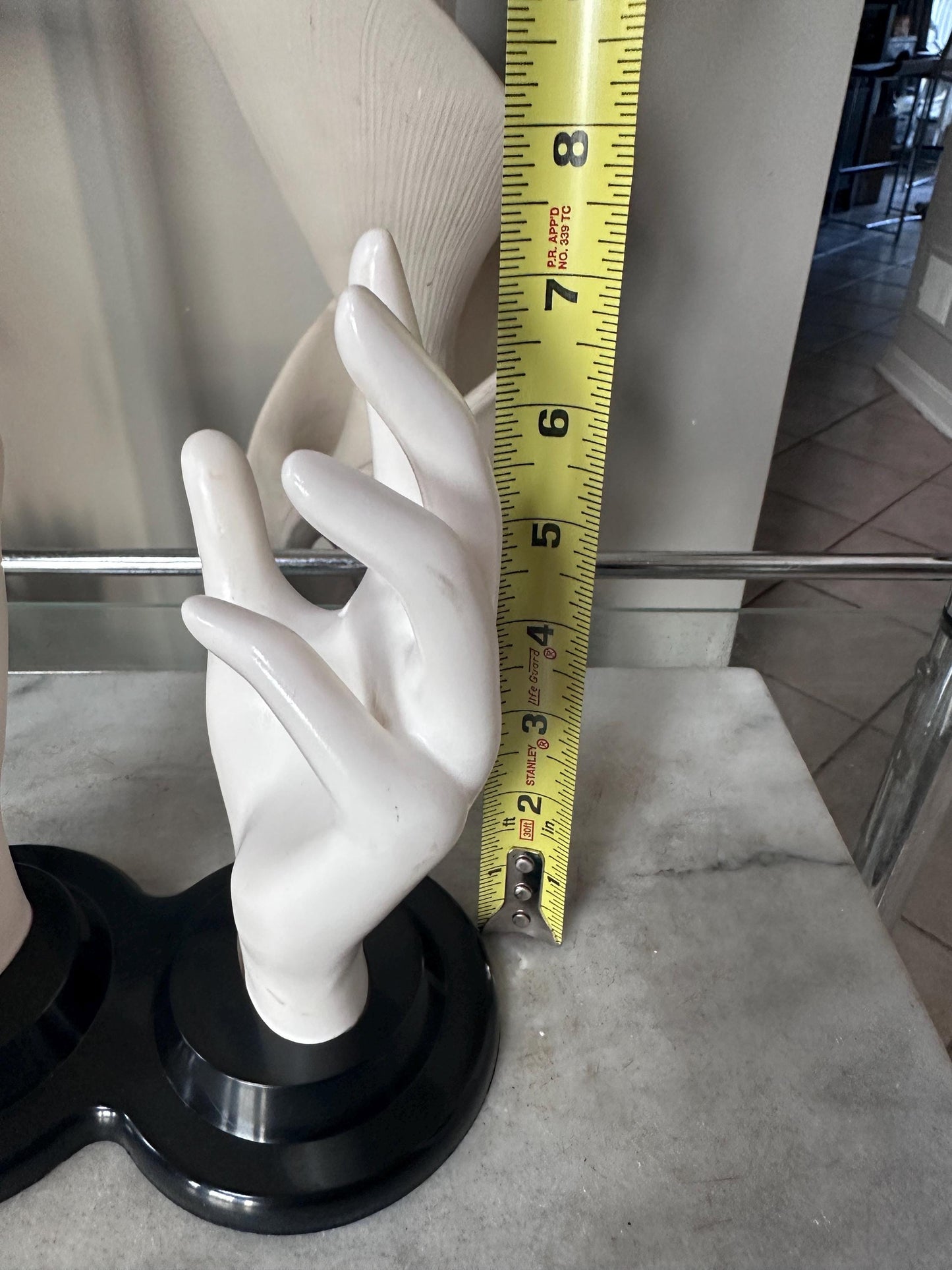 Vintage E.B. Giftware Female Mannequin Hand Jewelry Display | Black & White Plastic Glove Form | Ring + Bracelet Holder | Circa 1990s