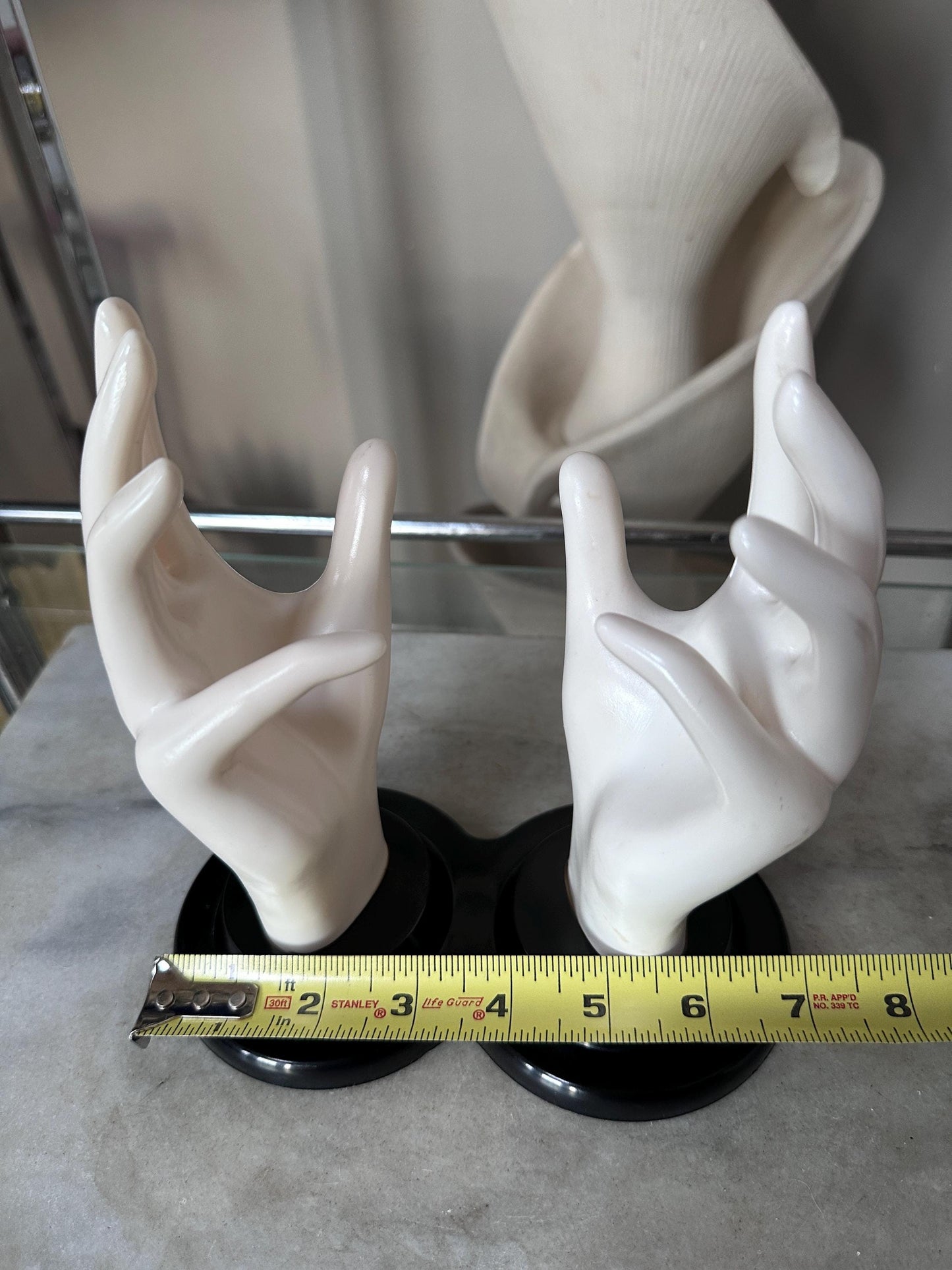 Vintage E.B. Giftware Female Mannequin Hand Jewelry Display | Black & White Plastic Glove Form | Ring + Bracelet Holder | Circa 1990s