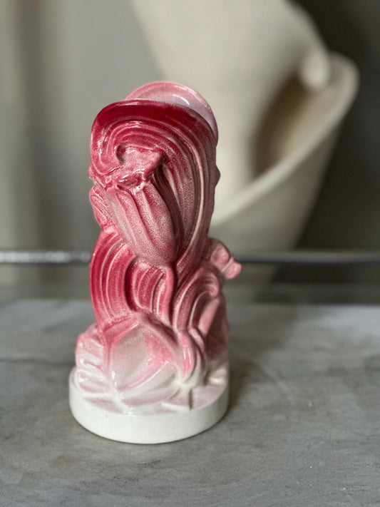 Vintage Royal Haeger Tulip Vase R646 USA | Mid Century Modern Ceramic Flower Vase | Sculptural Art Pottery | Pink and Ivory Glaze Decor