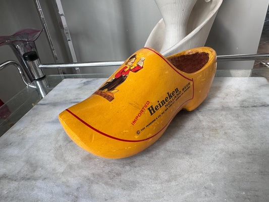 Vintage Heineken Beer Wooden Clog Shoe | Dutch Holland Souvenir Display | Brewery Advertising Collectible | Bar Decor | Pub Memorabilia (r)