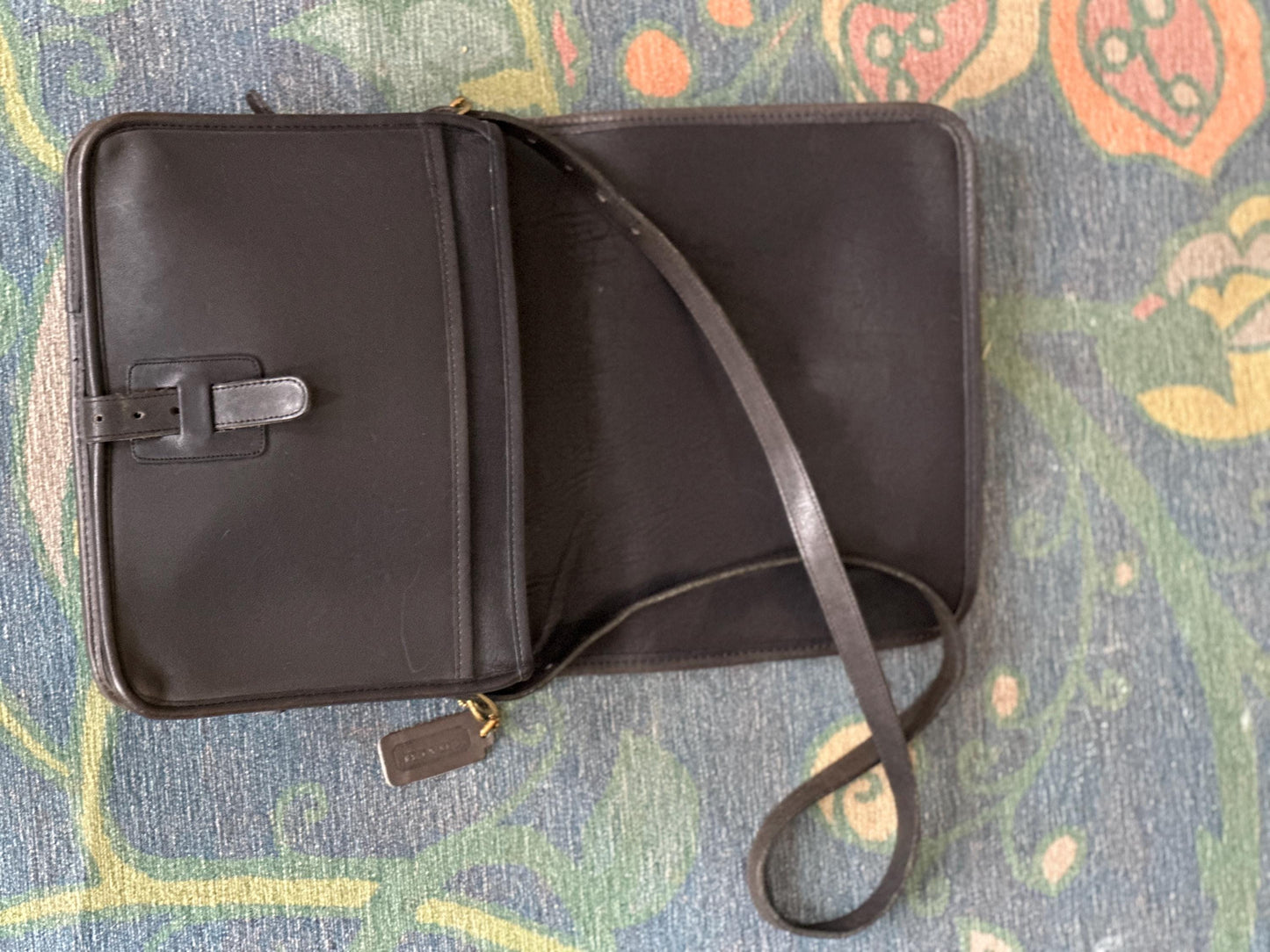 Vintage Coach Black Leather Saddle Pouch Bag #9590 | Made in NYC | Classic Crossbody | Style 9590 | Pre-1994