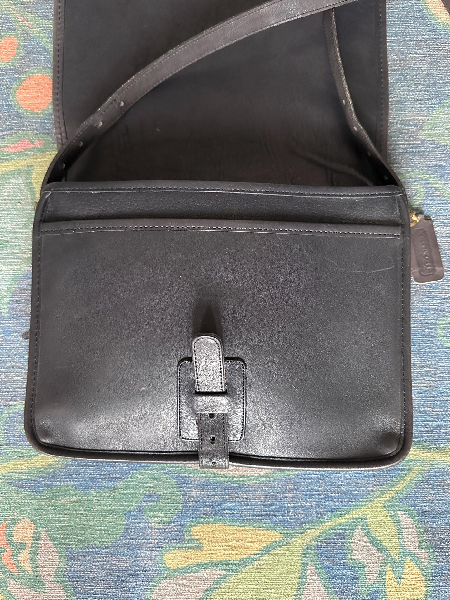 Vintage Coach Black Leather Saddle Pouch Bag #9590 | Made in NYC | Classic Crossbody | Style 9590 | Pre-1994