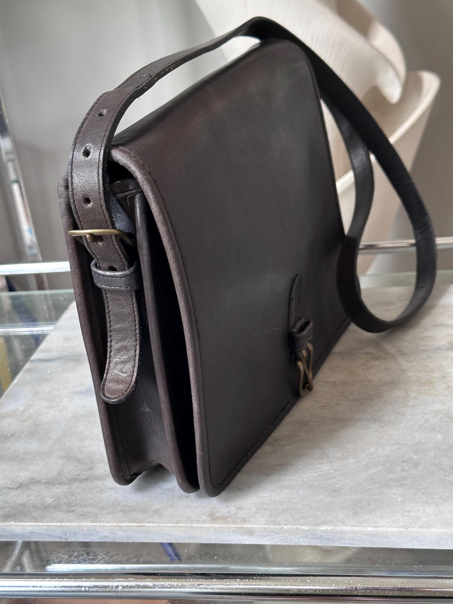Vintage Coach Black Leather Saddle Pouch Bag #9590 | Made in NYC | Classic Crossbody | Style 9590 | Pre-1994